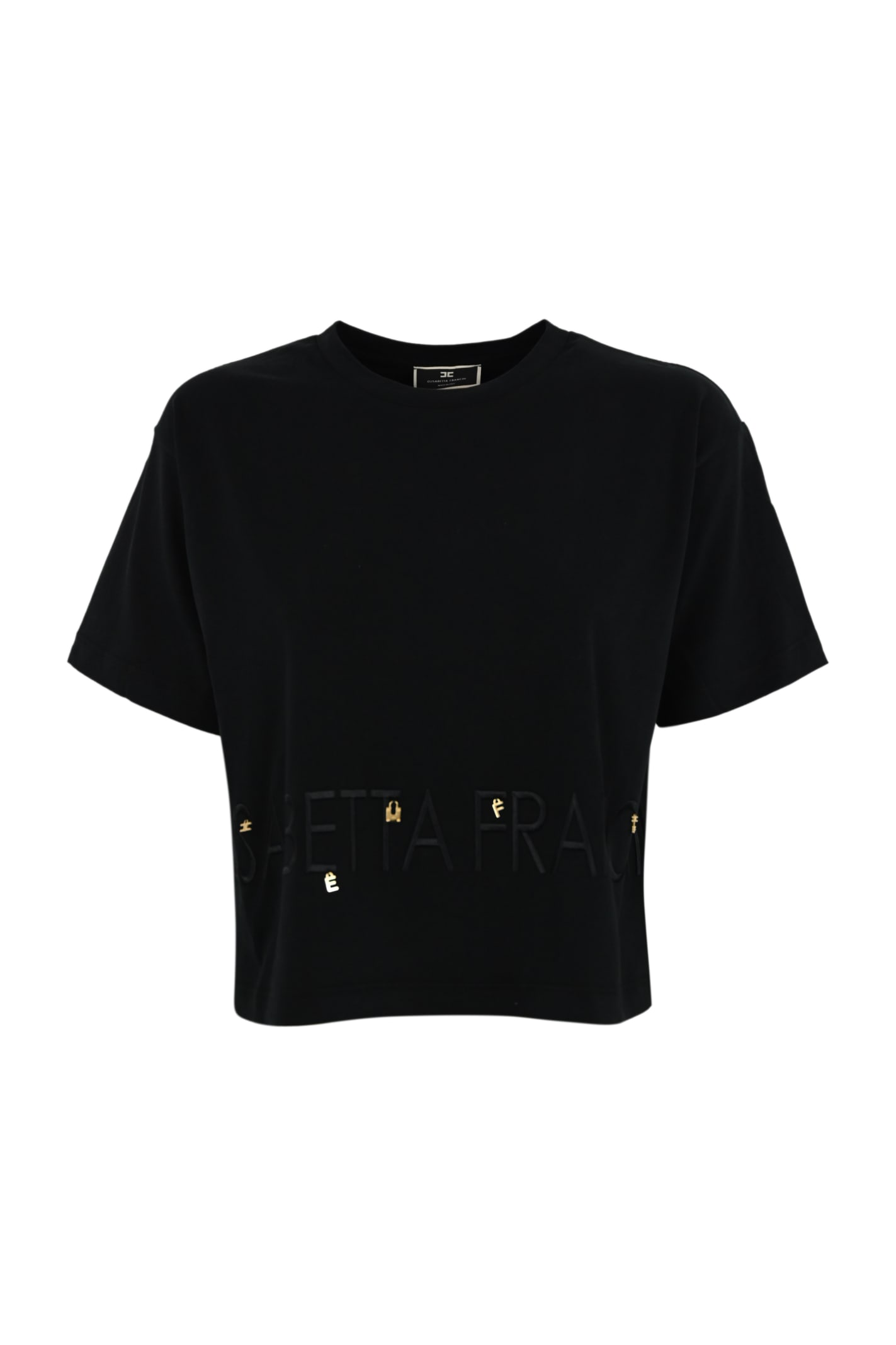Elisabetta Franchi T-shirt With Logo And Accessories In Black