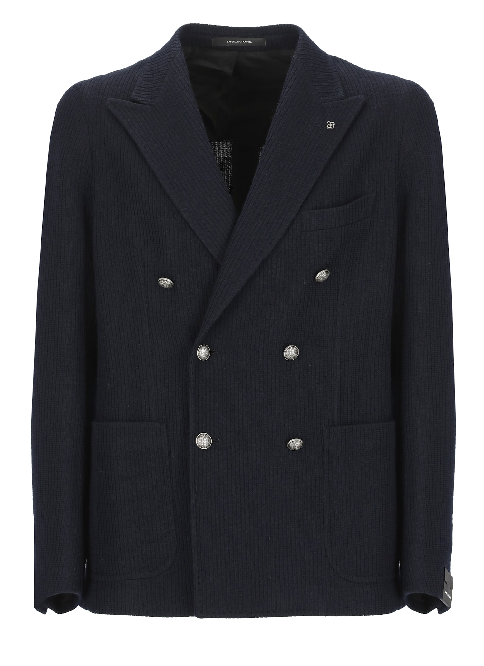 Tagliatore Wool Blend Double-breasted Jacket In Blue