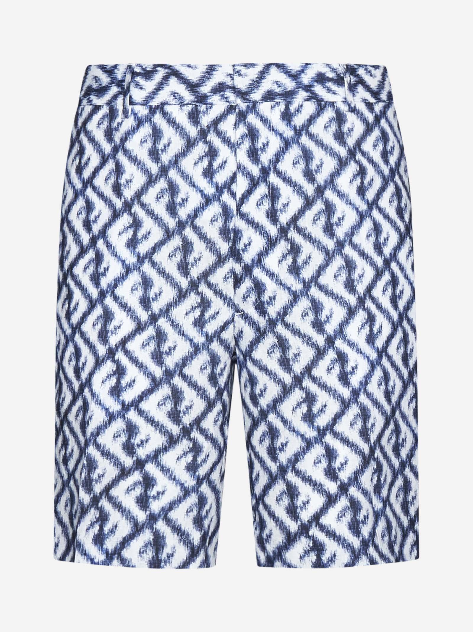 Fendi Ff Print Linen Shorts