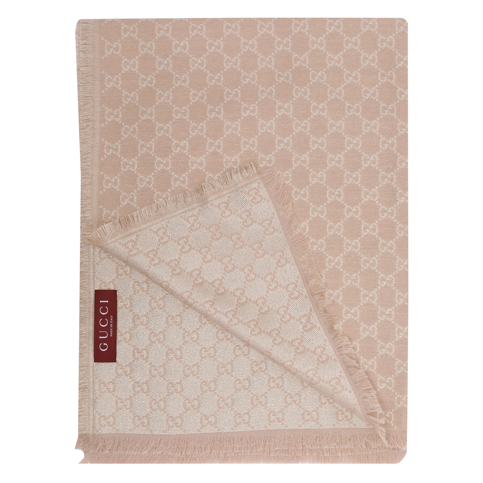 Gucci Gg Lame Printed Scarf In Pink