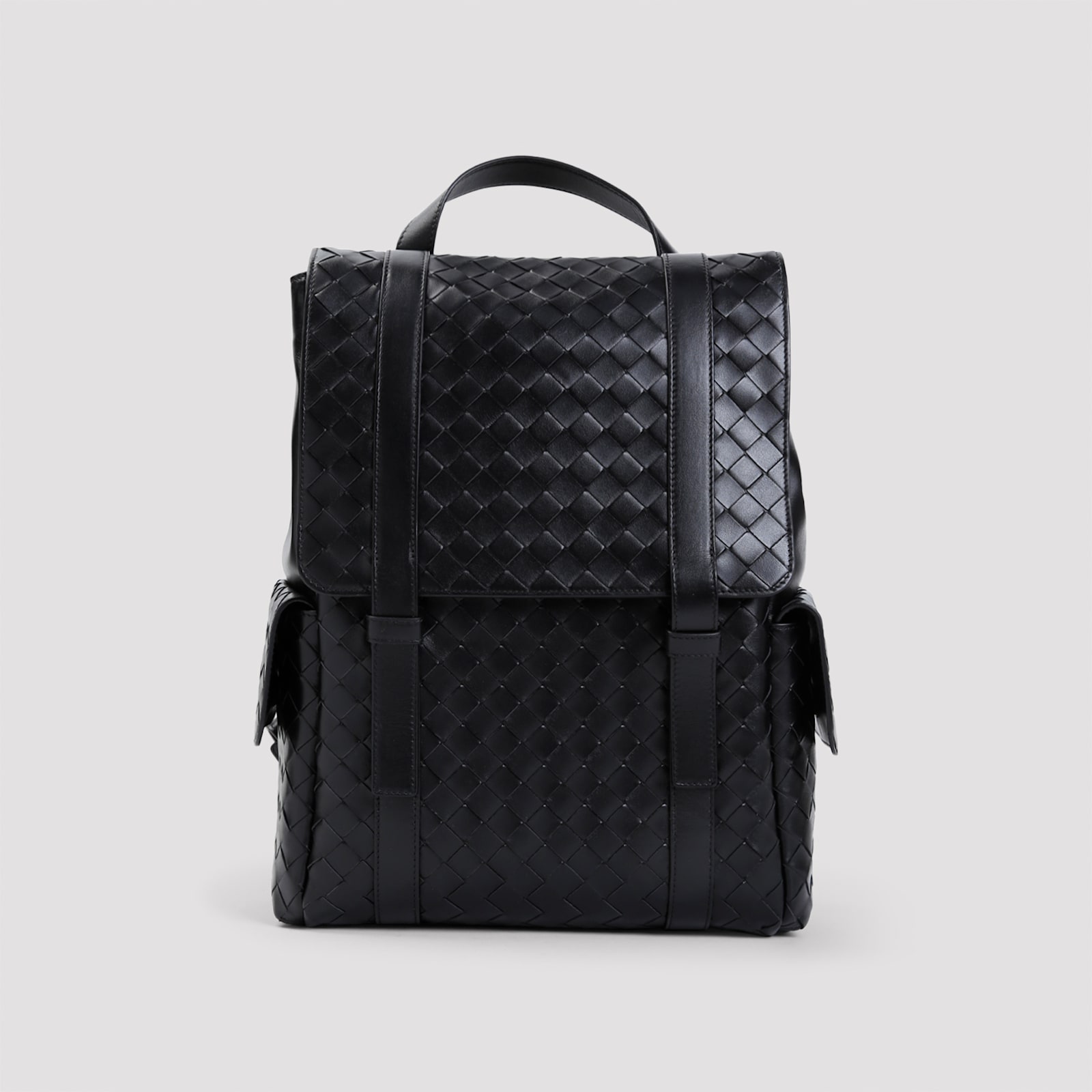 Shop Bottega Veneta Intrecciato Leather Backpack In Black Silver