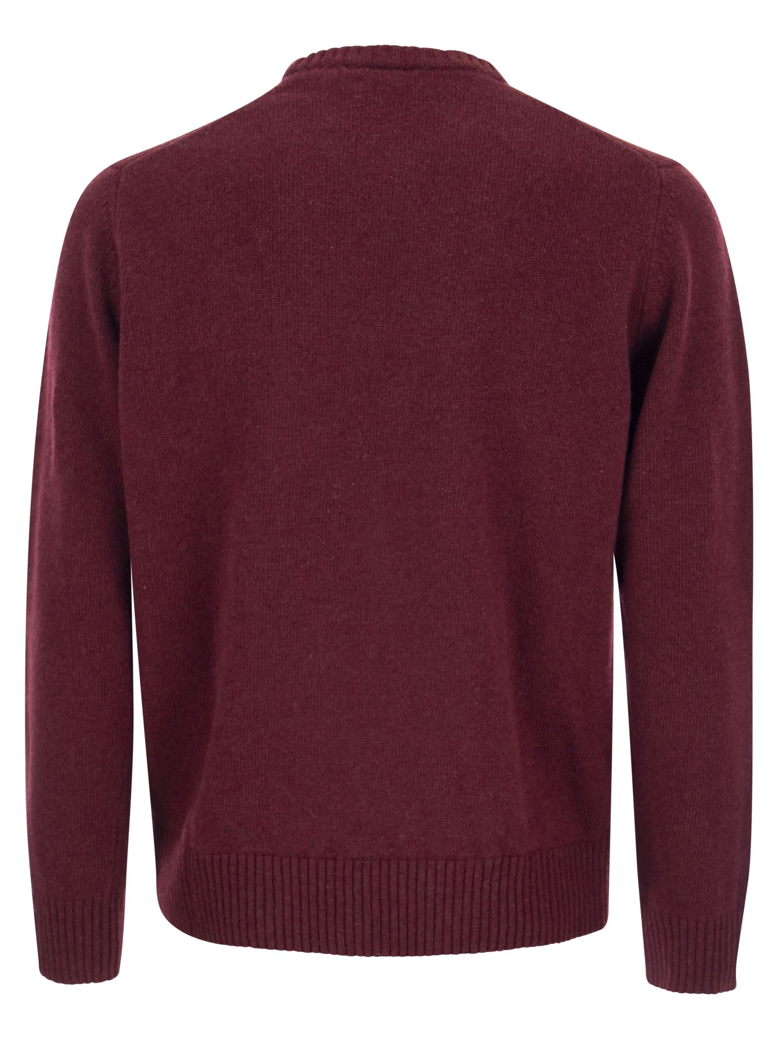 Shop Paul&amp;shark Wool Crew Neck With Arm Patch In Bordeaux