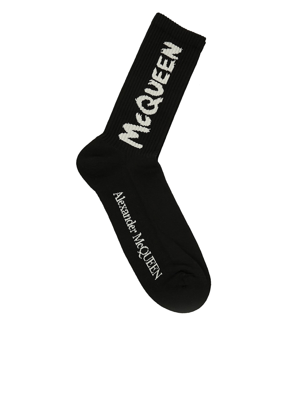 Shop Alexander Mcqueen Socks Graff In Black Ivory