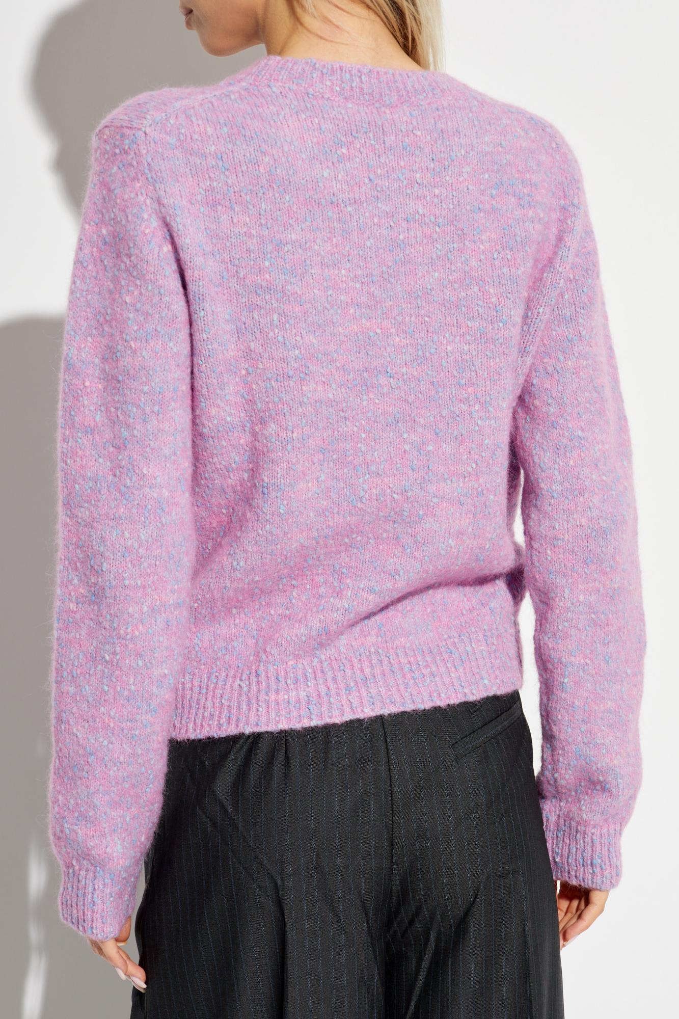 Shop Ganni Ribbed Sweater In Rose Violet