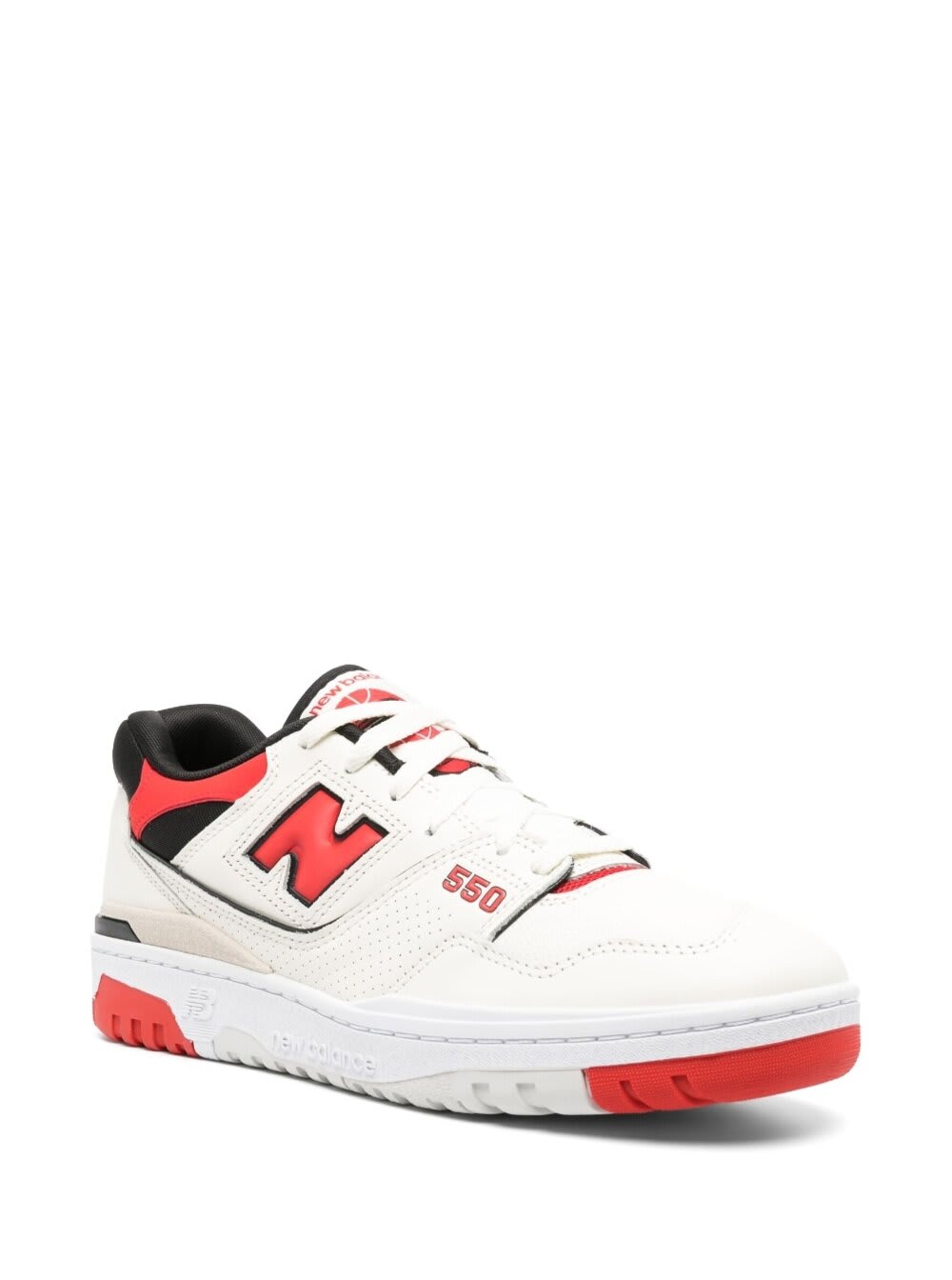 Shop New Balance 550 White And Red Low Top Sneakers With Logo And Contrasting Details In Leather Man
