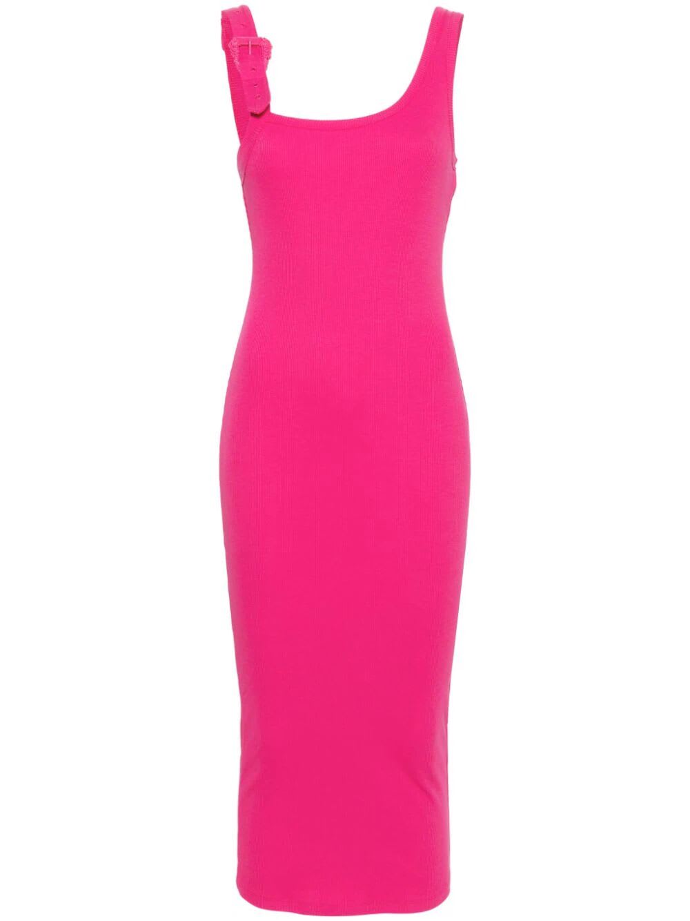 Shop Versace Jeans Couture Sleeveless Pencil Midi Dress In Hot Pink
