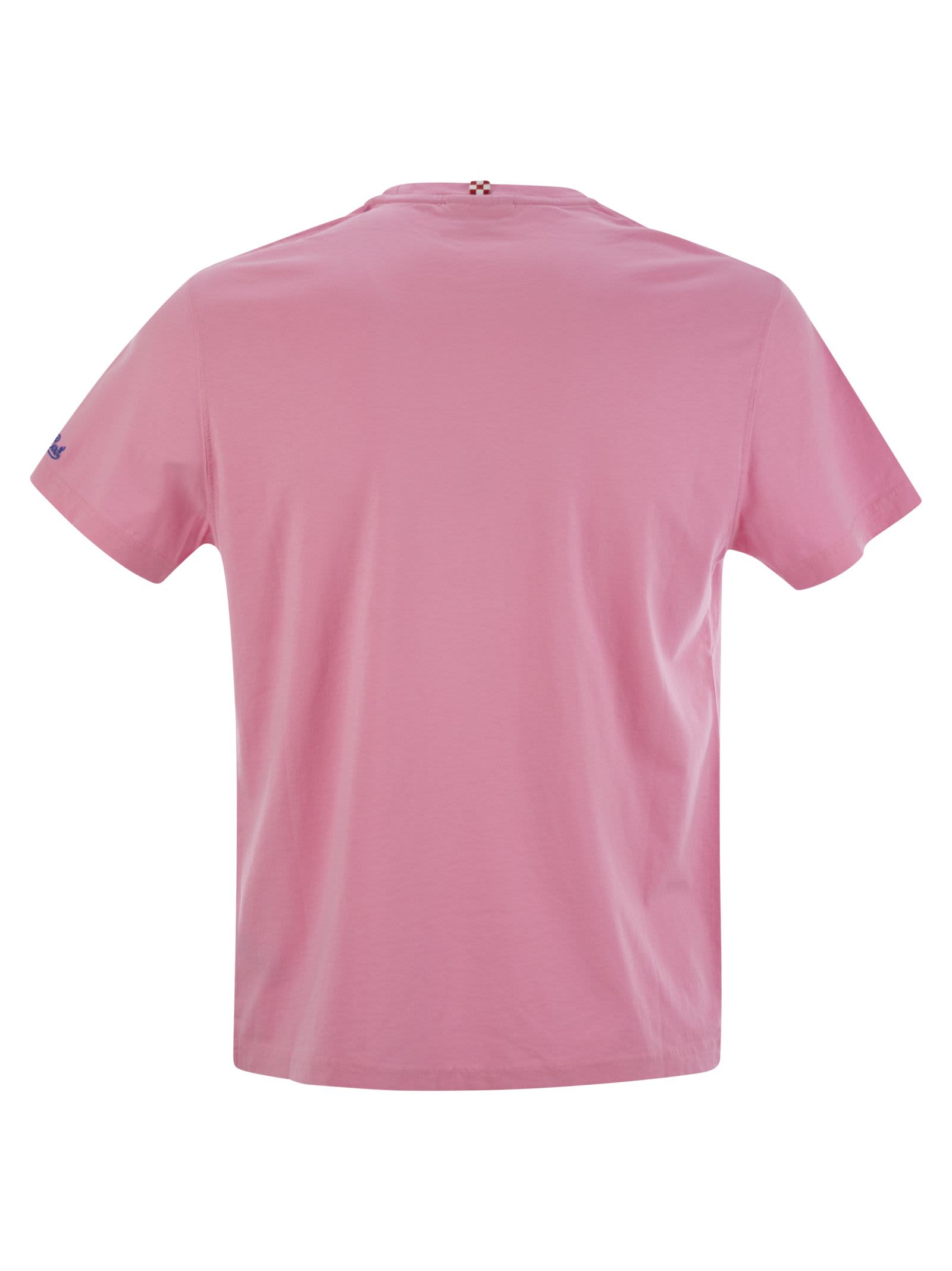 Mc2 Saint Barth Portofino T Shirt With Chest Embroidery In Pink