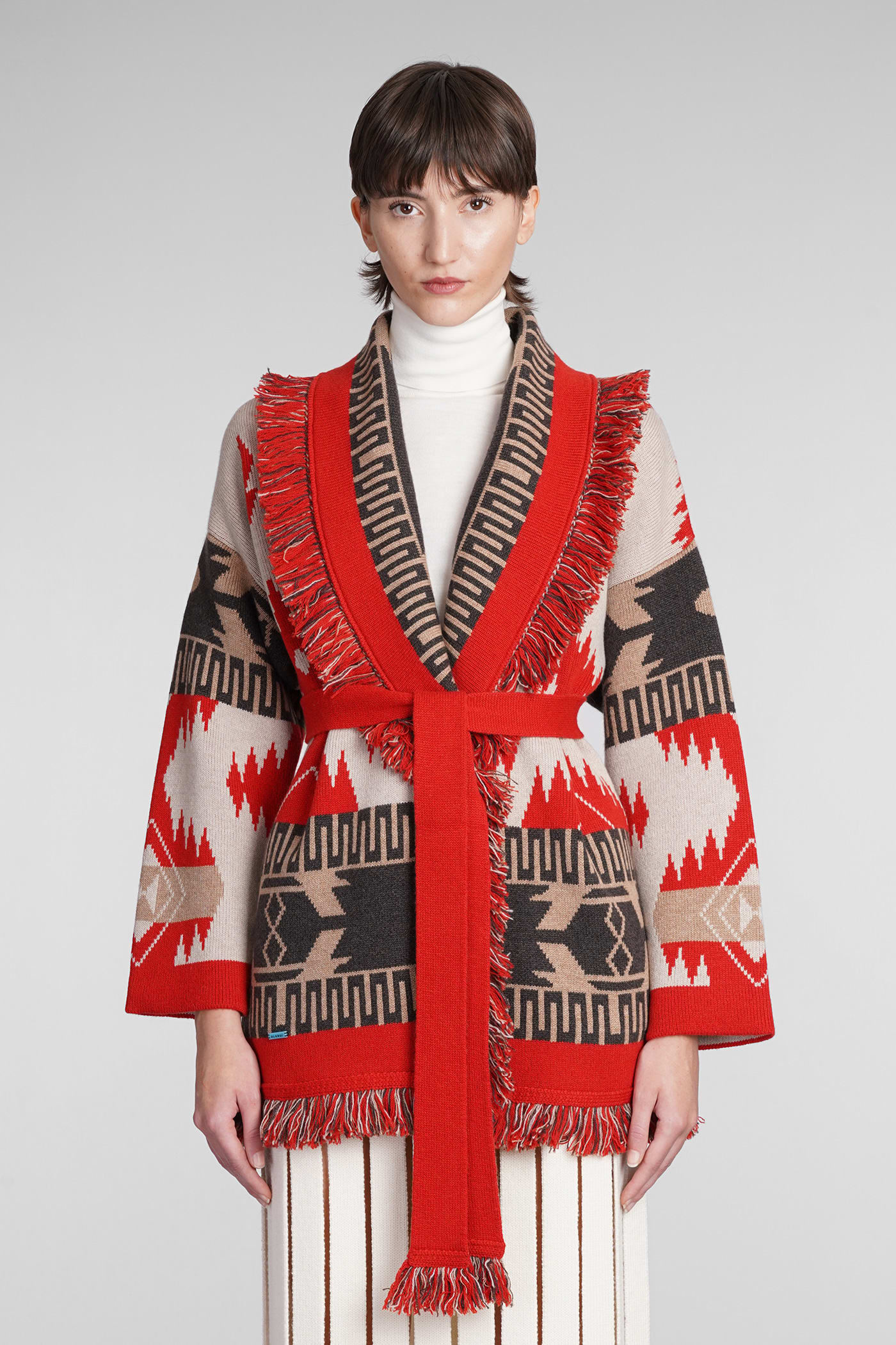 Alanui Icon Jacquard Cardigan In Red