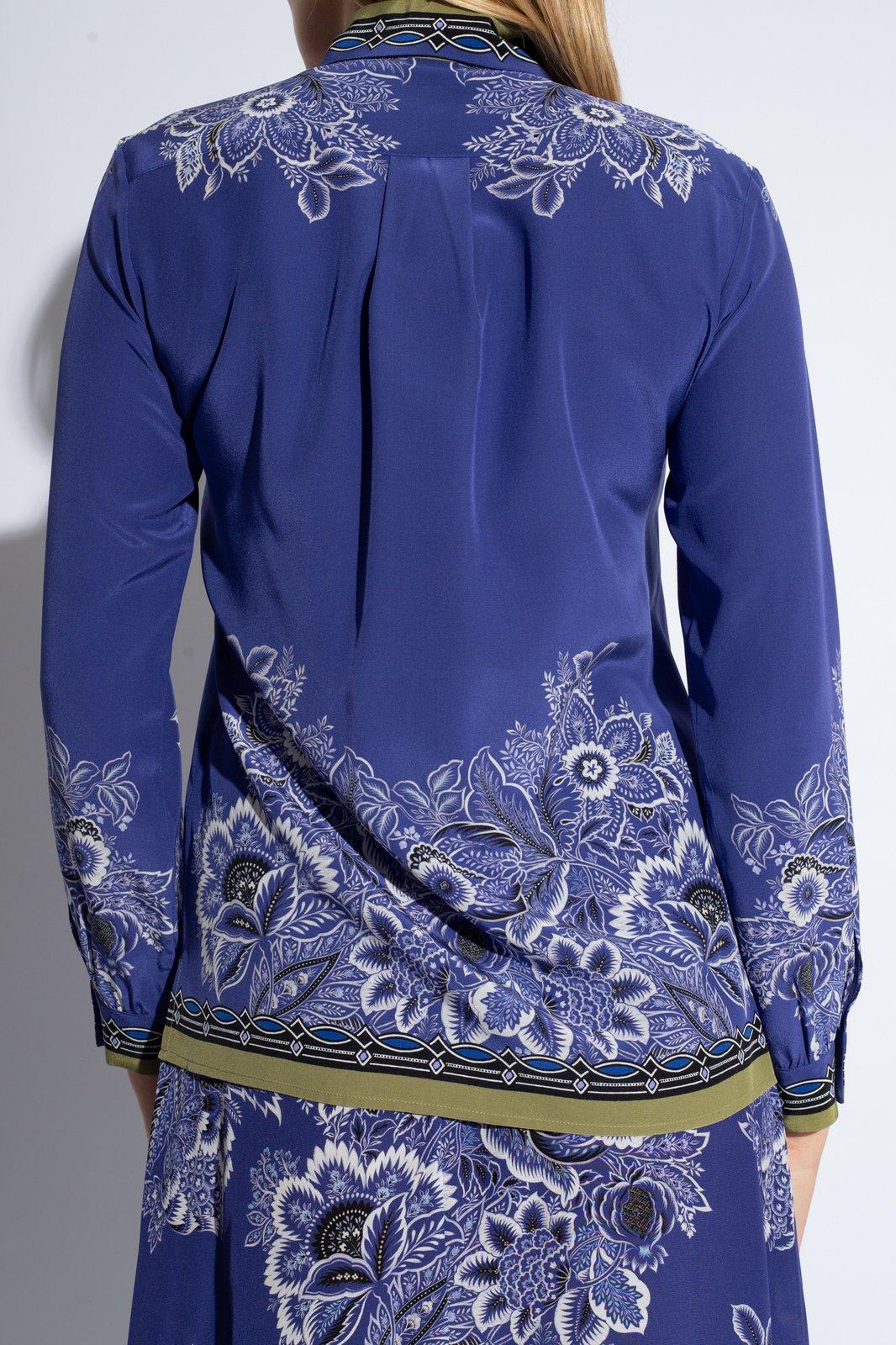 Shop Etro Bandana Print Long-sleeved Shirt In Blue