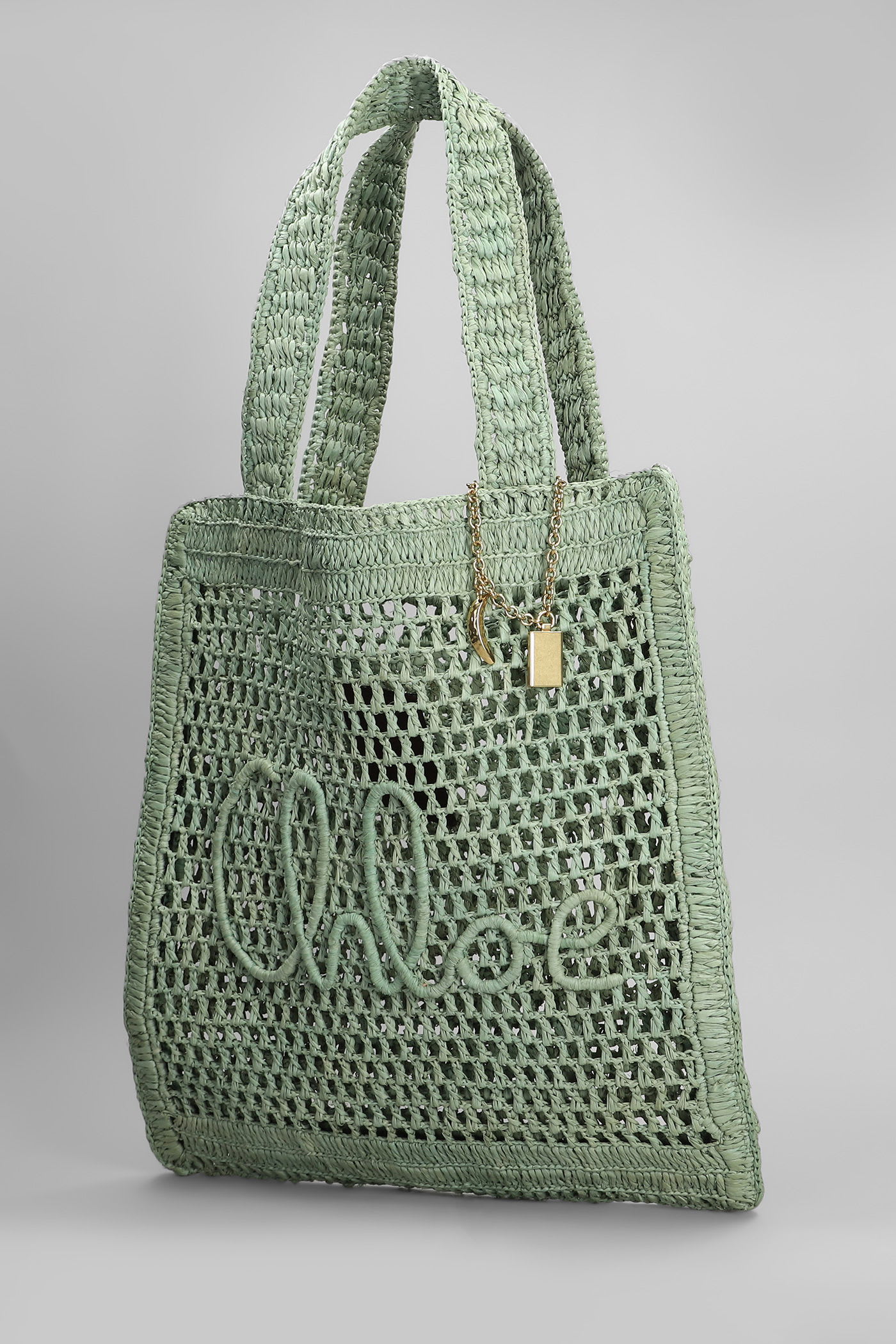 Chloé Summer Banana Tote In Green Raffia In Green
