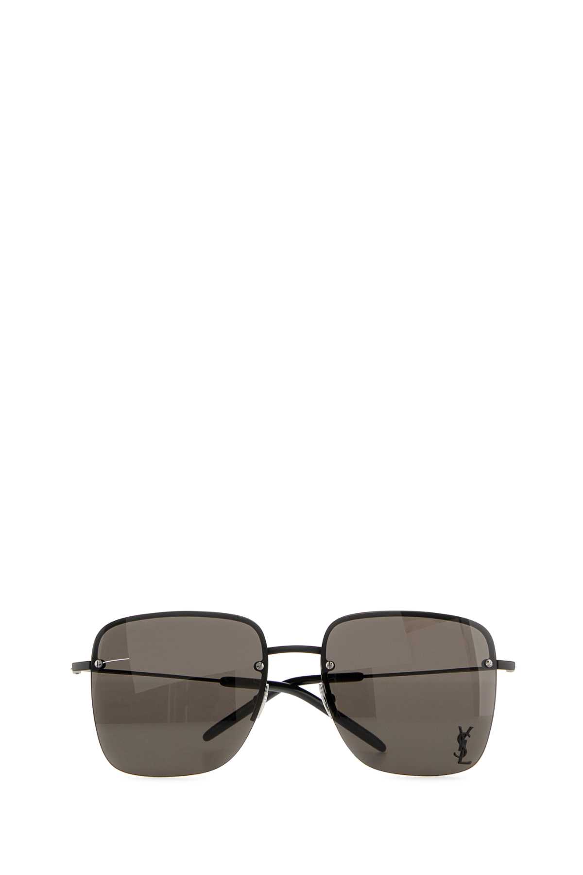 Shop Saint Laurent Black Metal Sl 312 Sunglasses In Blackblackblack