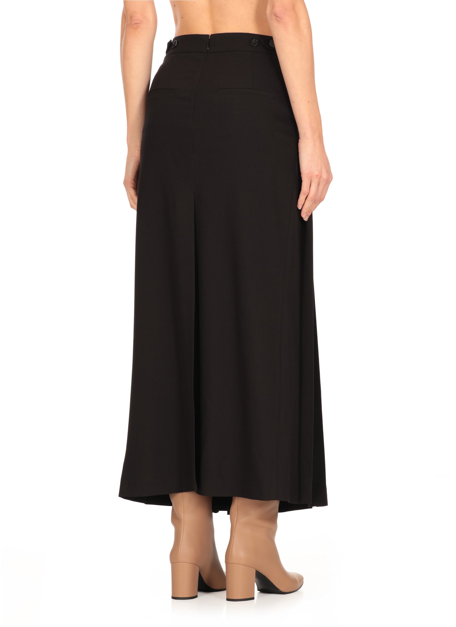 Pinko Long Skirt With Pleated Detail In Black