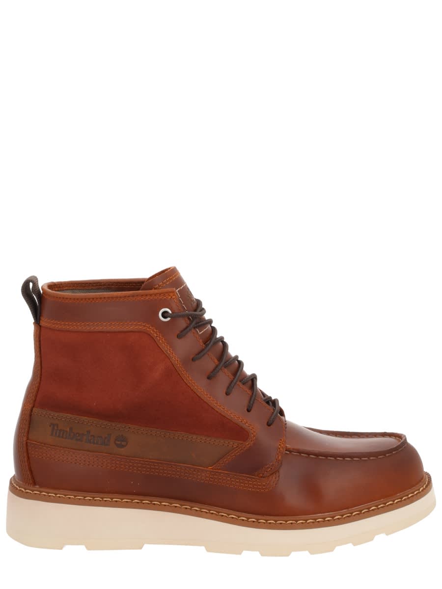 Timberland Stylish Boots With Contrast Stitching And Rubber Sole In Brown