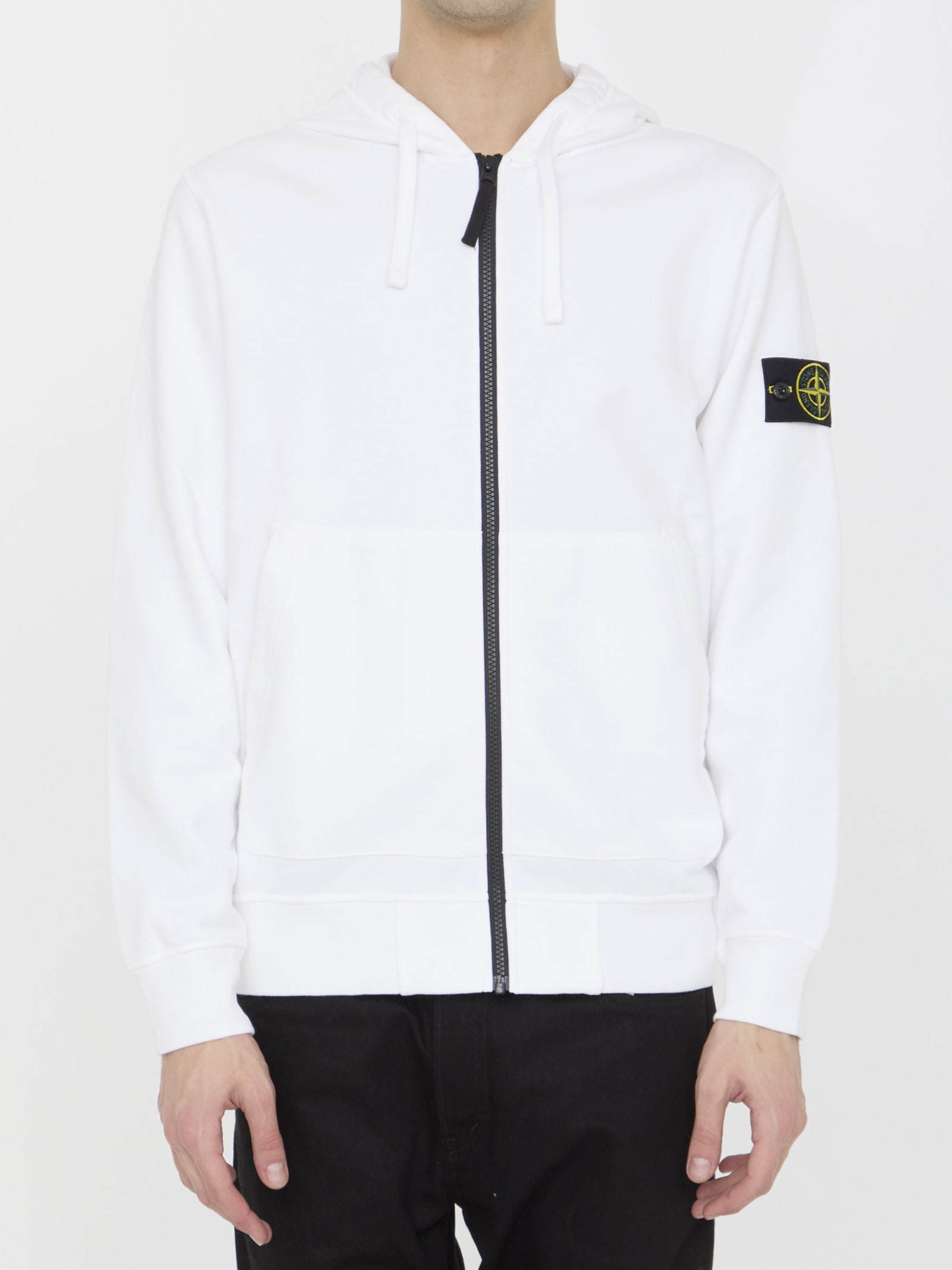 STONE ISLAND COTTON ZIP HOODIE