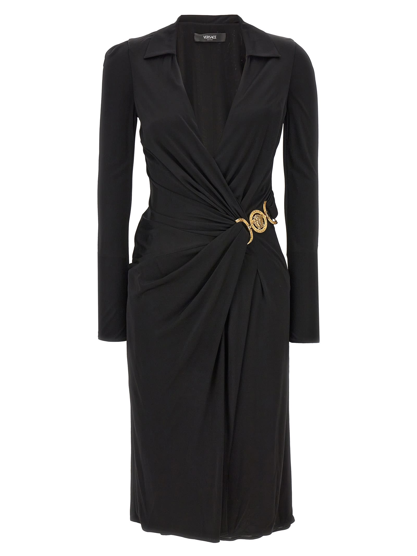 Shop Versace Medusa Dress In Black