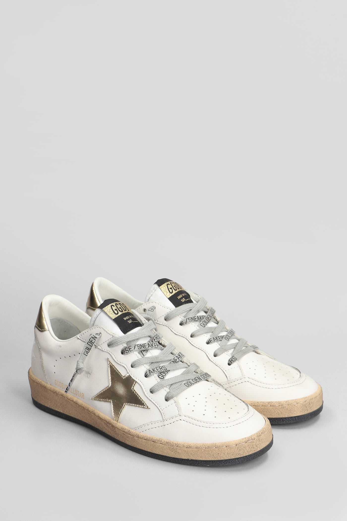 Shop Golden Goose Ball Star Sneakers In White Leather