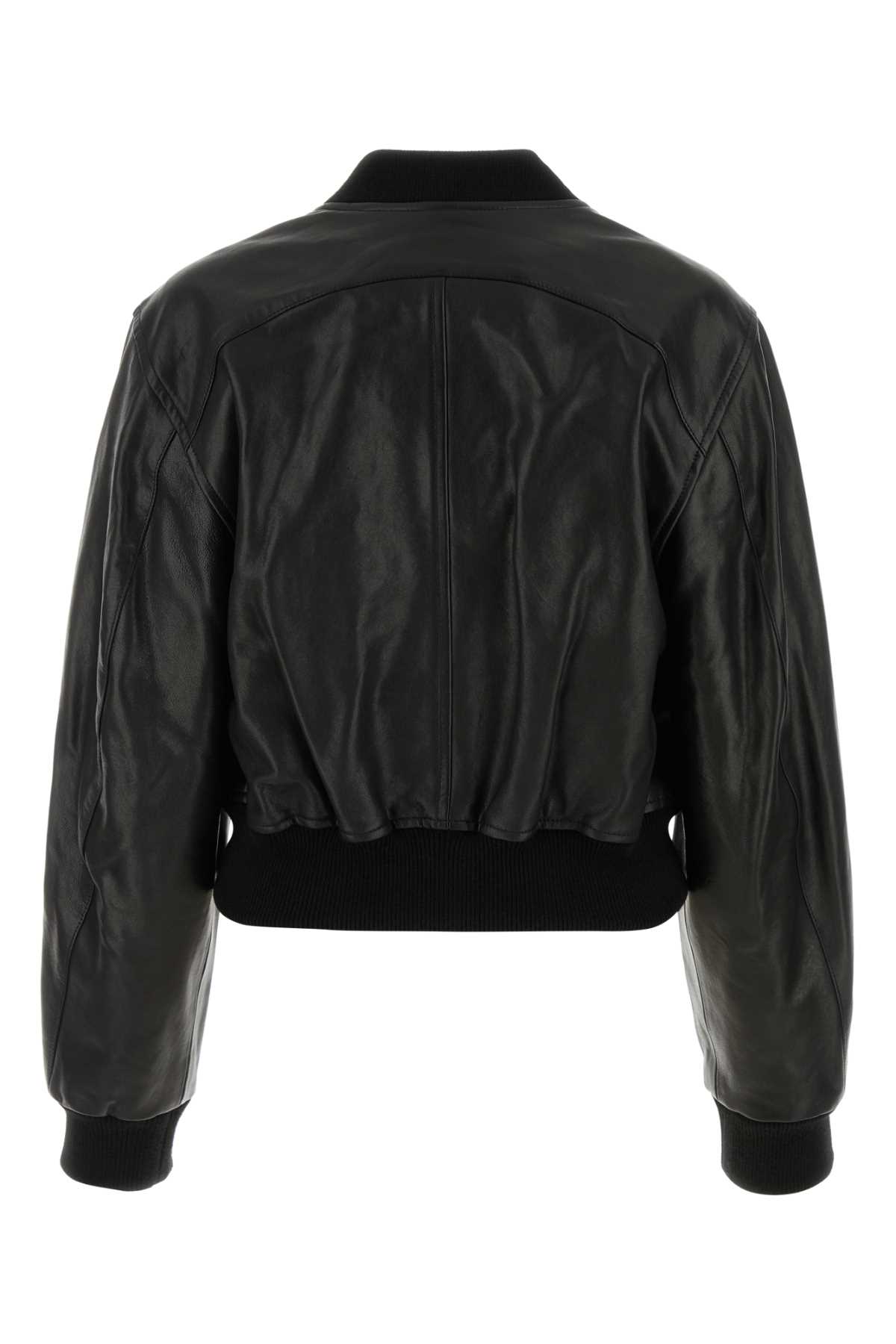 Shop Isabel Marant Black Leather Adriel Bomber Jacket