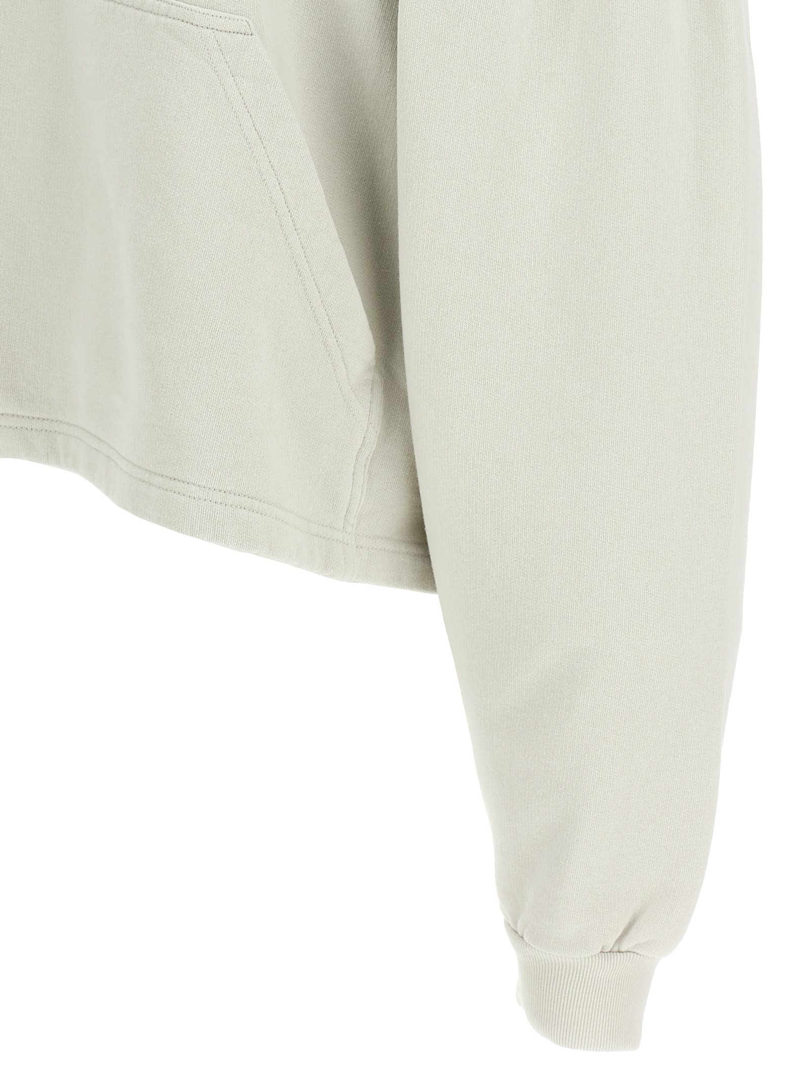 Balenciaga Logo Cropped Hoodie With Dropped Shoulders In Neutral
