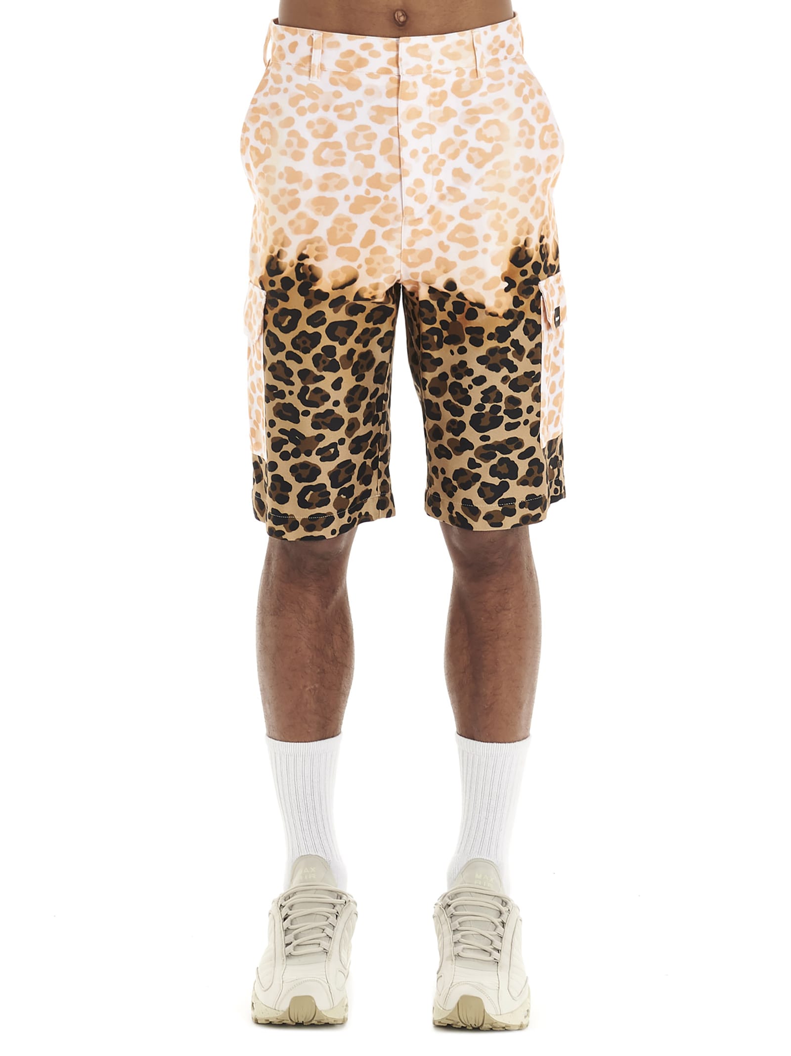 Msgm Leopard-print Cargo Shorts In Multicolor