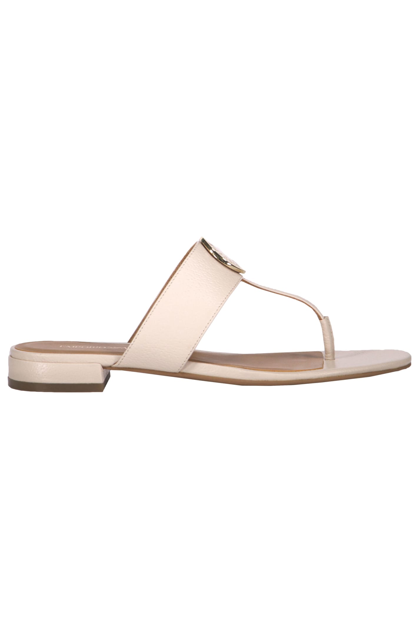 Emporio Armani Leather Thong-sandals In Ivory