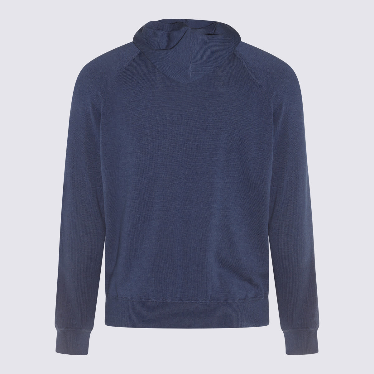 Malo Crewneck Sweater With Front Pocket And Hood In Blue