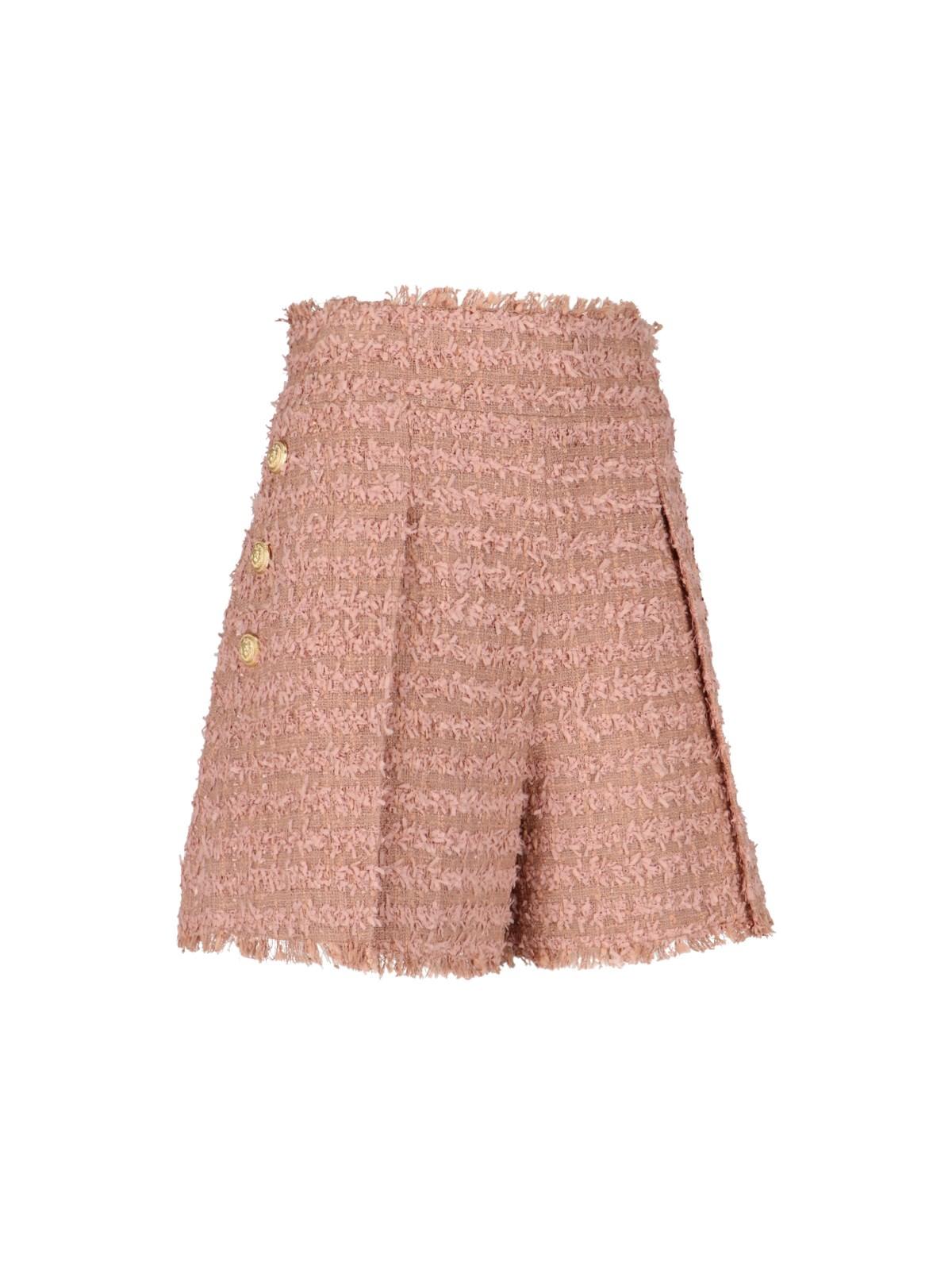 Balmain Tweed Tailored Shorts In Pink