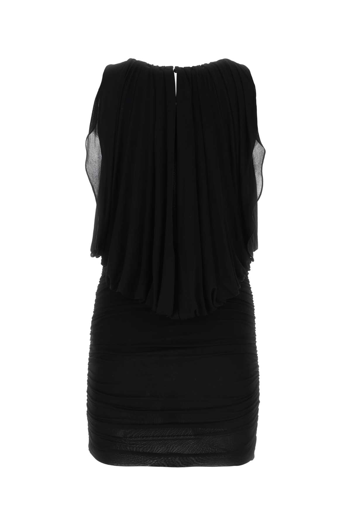Saint Laurent Black Cupro Mini Dress In 1000