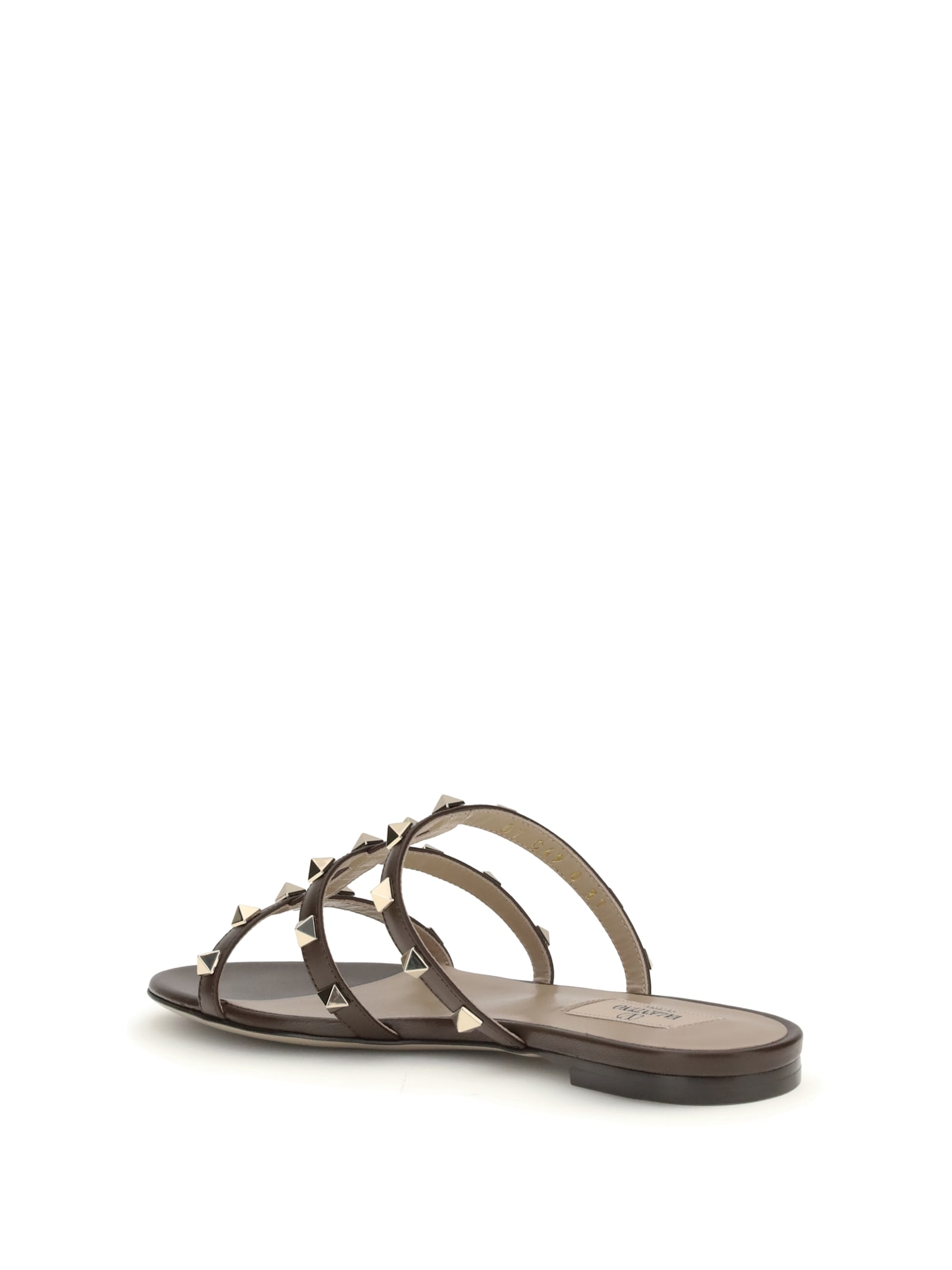 Valentino Strappy Sandals With Flat Sole Design In Brown