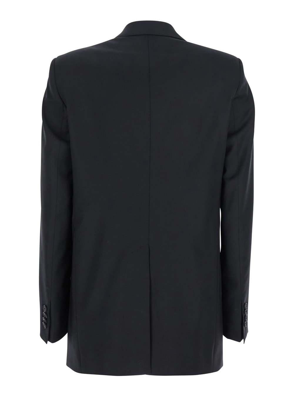 Black Double-breasted Jacket With Classic Lapels In Virgin Wool Woman