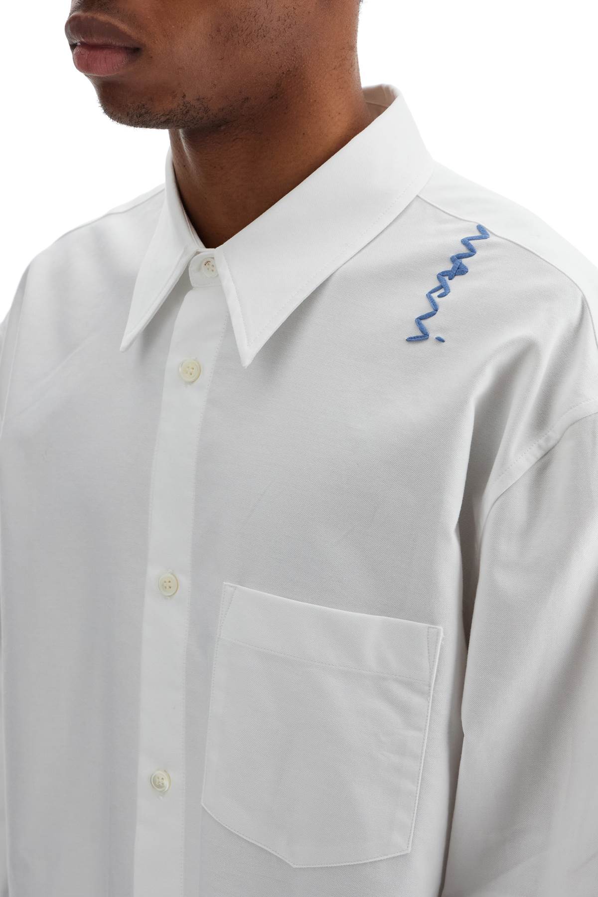 Marni "oxford Shirt With Pocket Detail In Lily White (white)