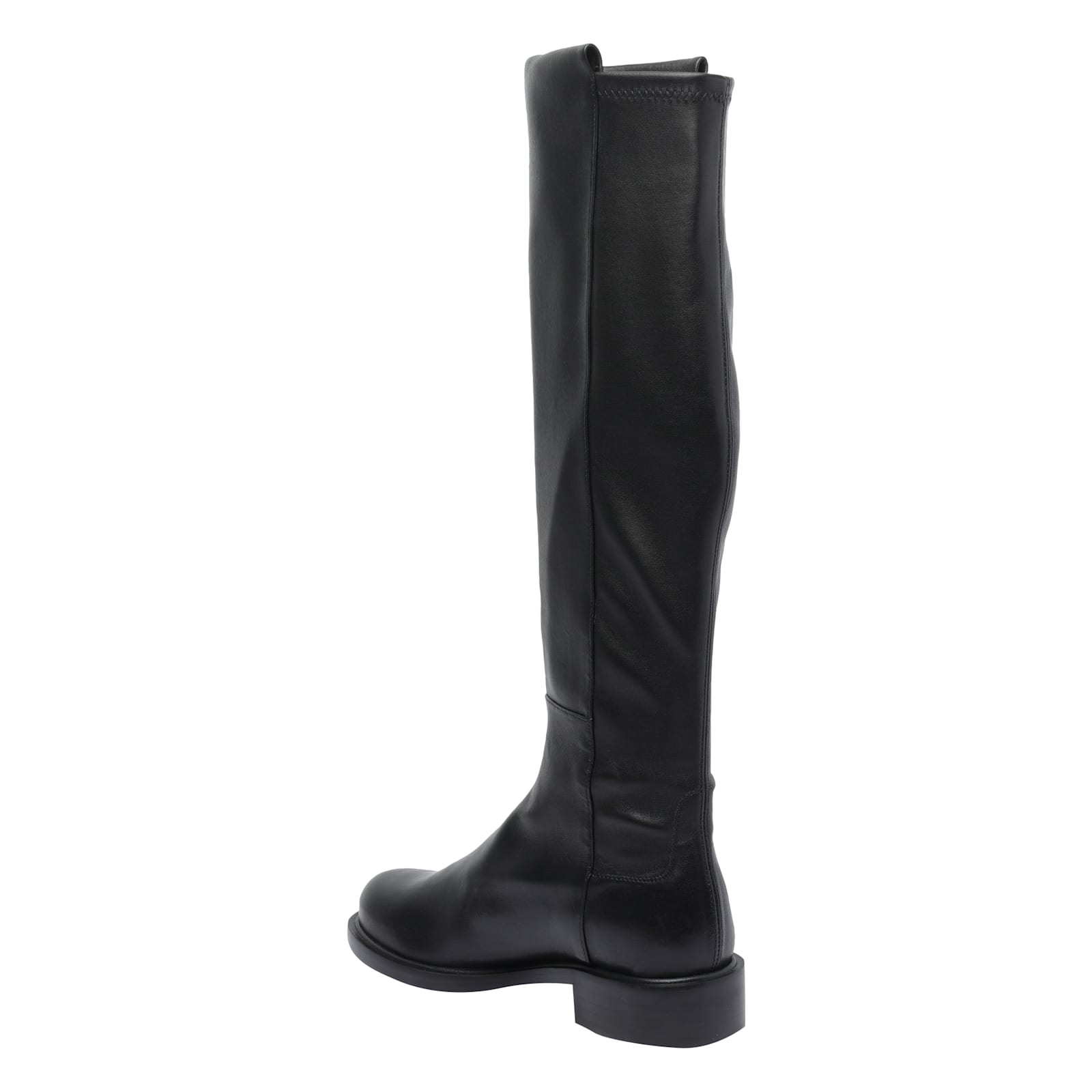 Stuart Weitzman Leather Over The Knee Boots With Pull-on Design In Black