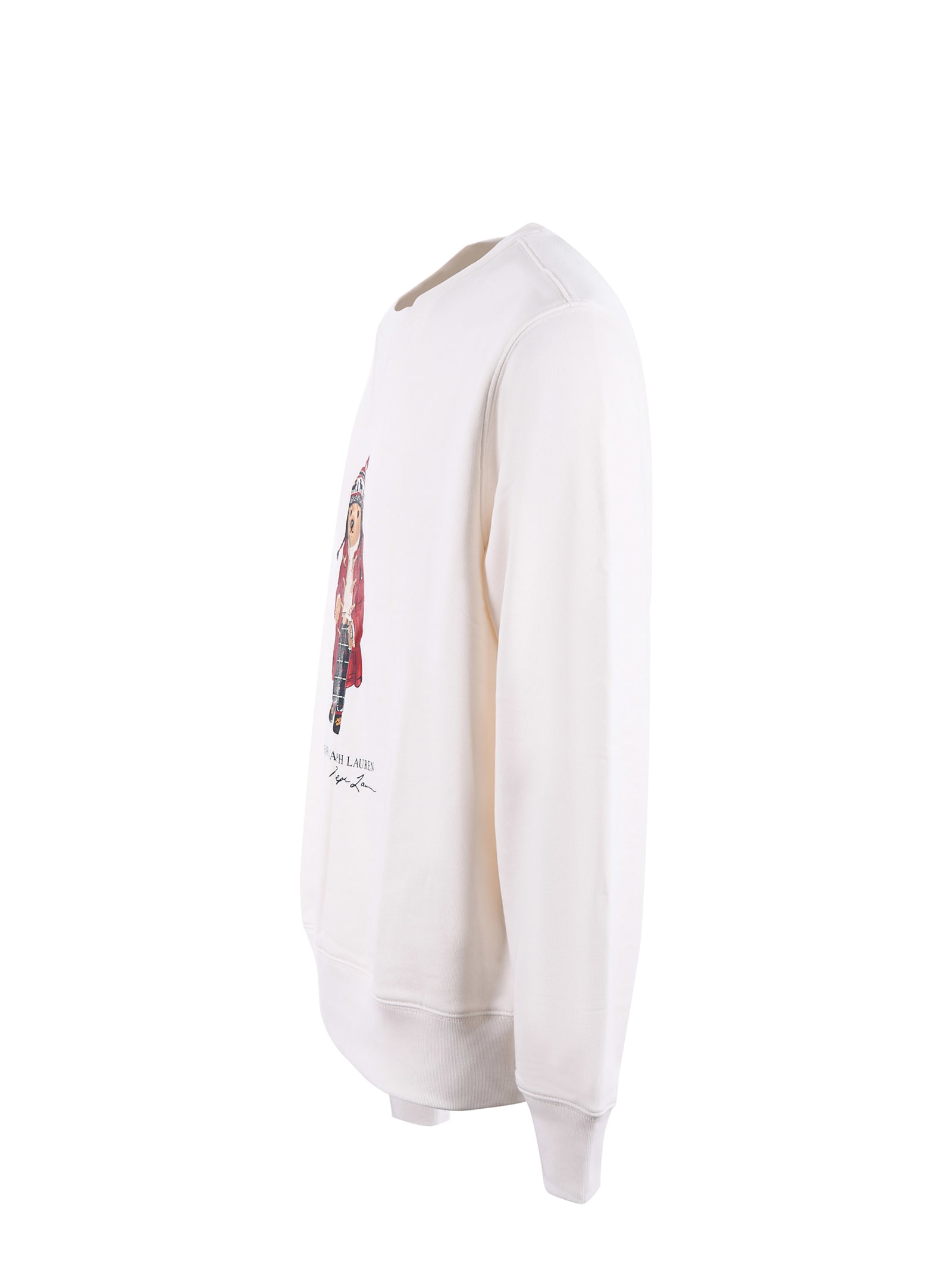 Shop Polo Ralph Lauren Cotton Blend Sweatshirt In Bianco Latte