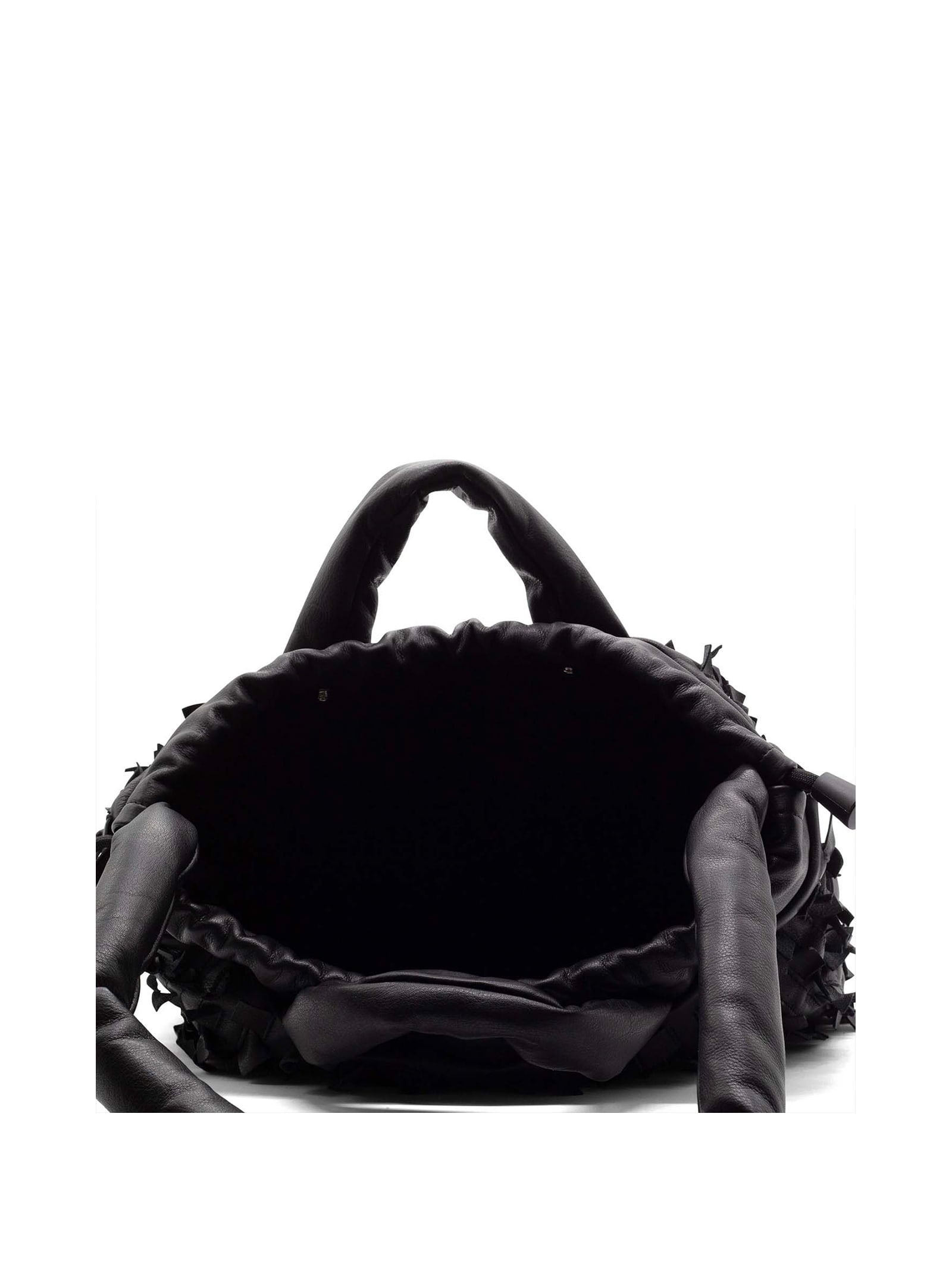 Shop Vic Matie Black Leather Handbag With Shoulder Strap