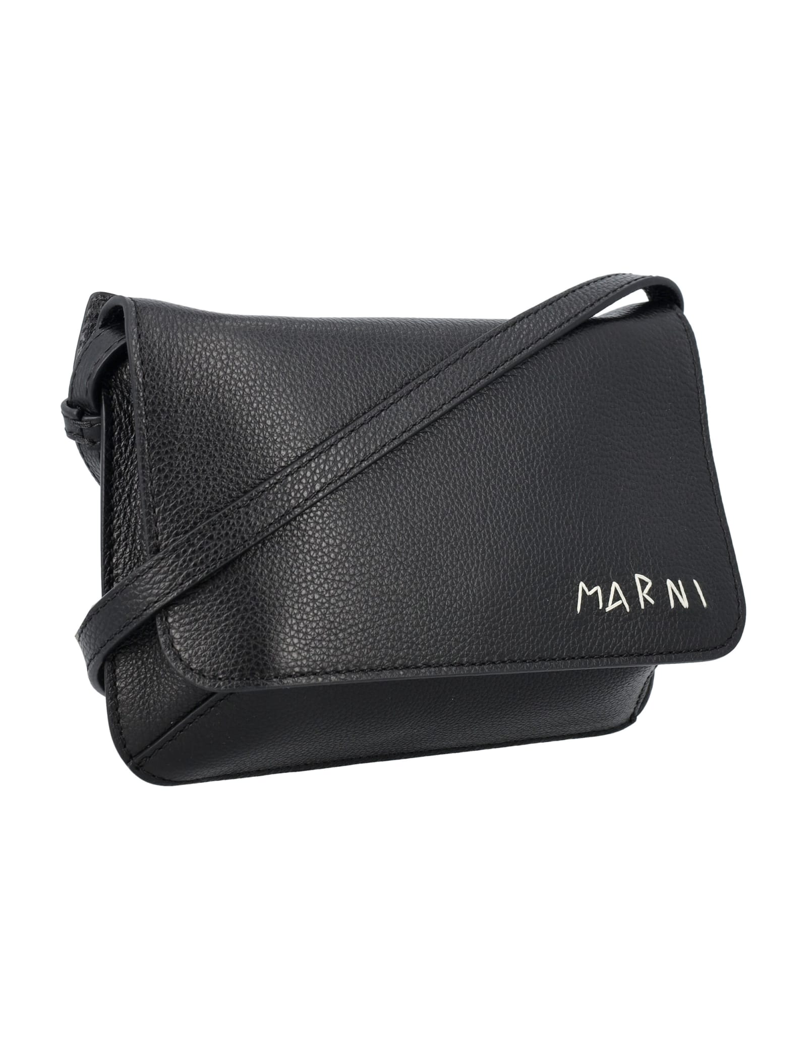 Shop Marni Mending Shoulder Bag In Black