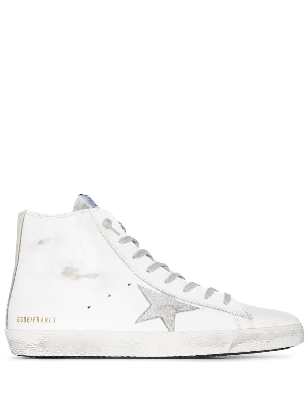 Golden Goose Man White Francy Sneakers With Silver Suede Star