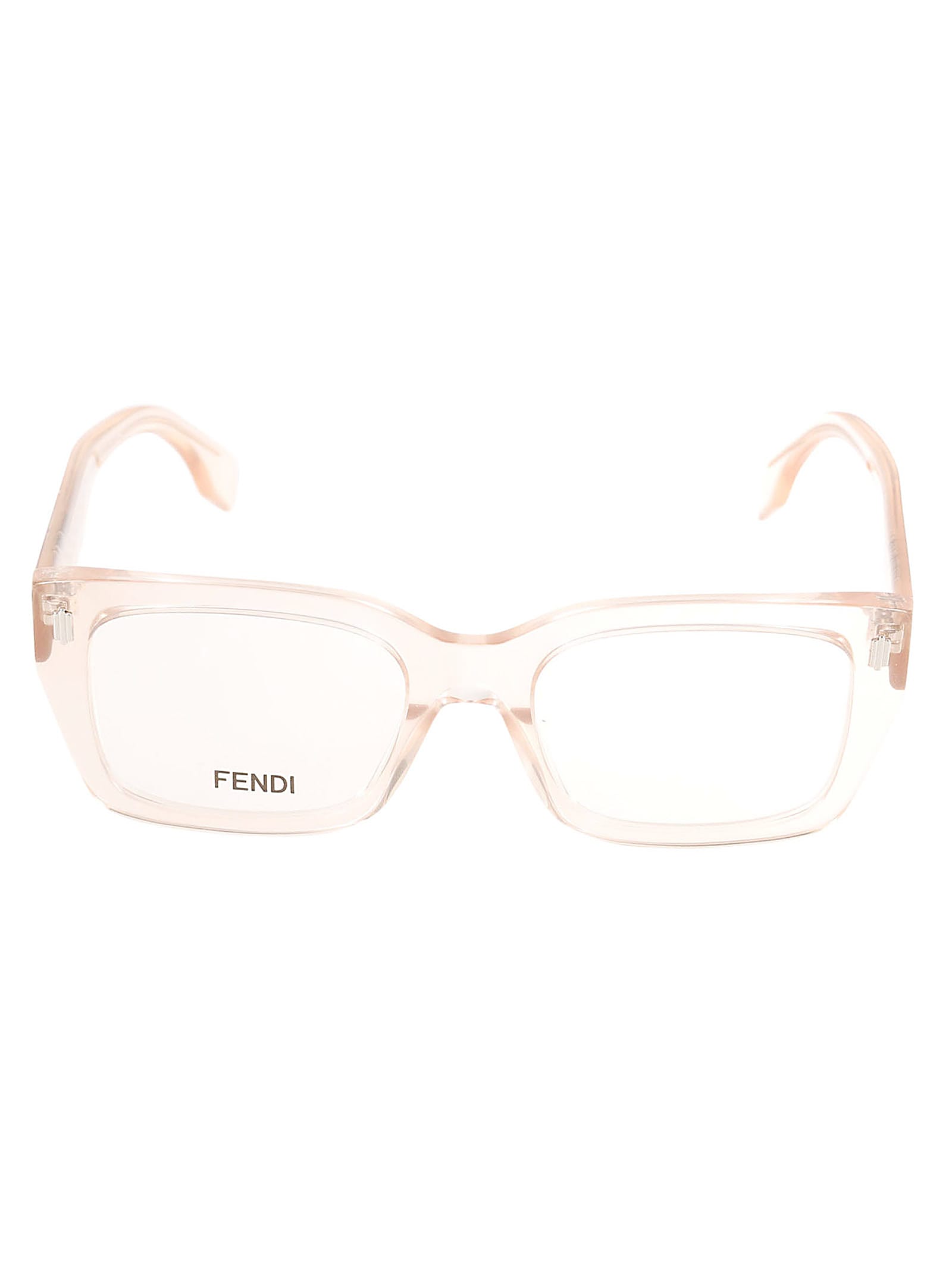 Fendi Logo Sided Clear Frame Glasses In 072 - Rose