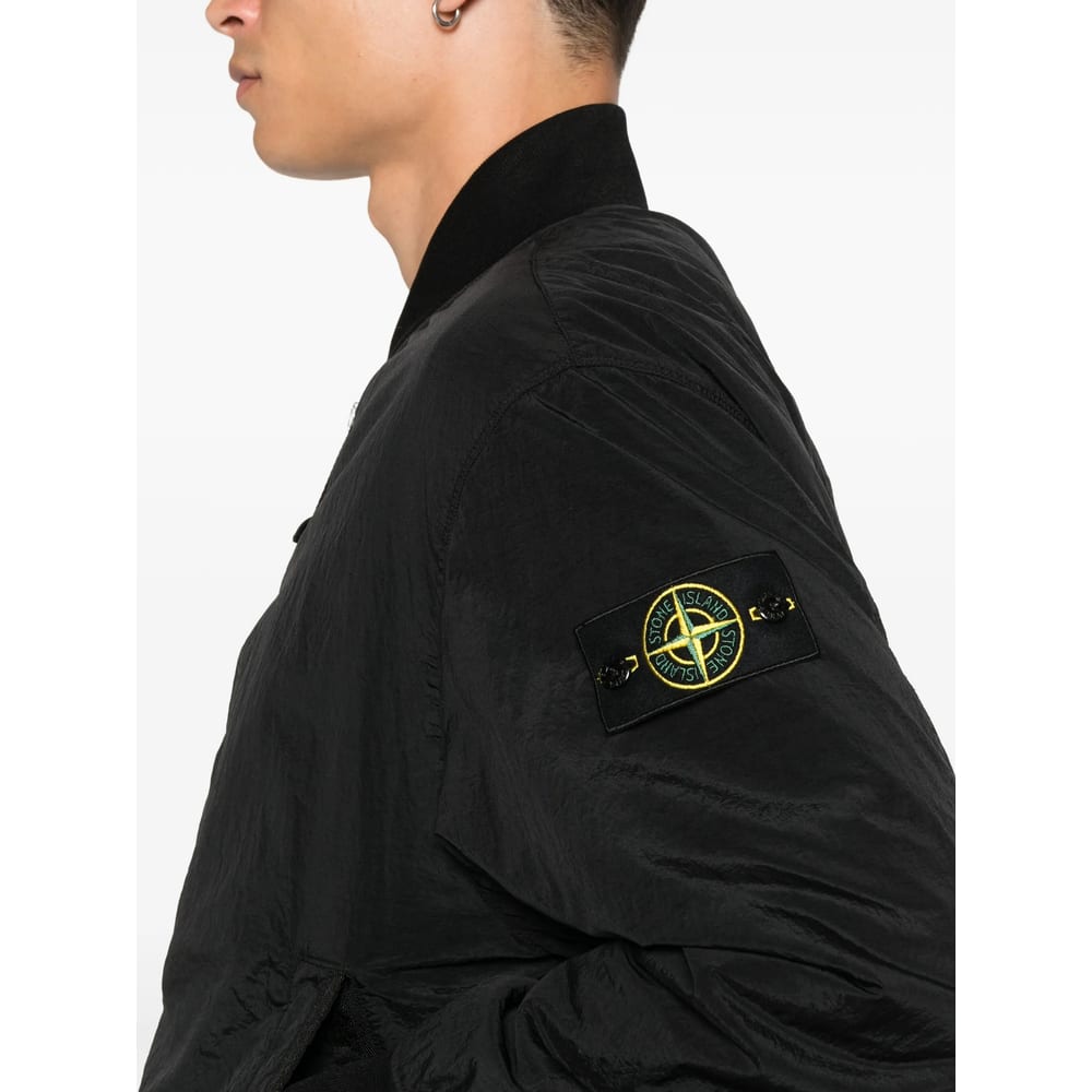 Stone Island Compass-badge Bomber Jacket In Black