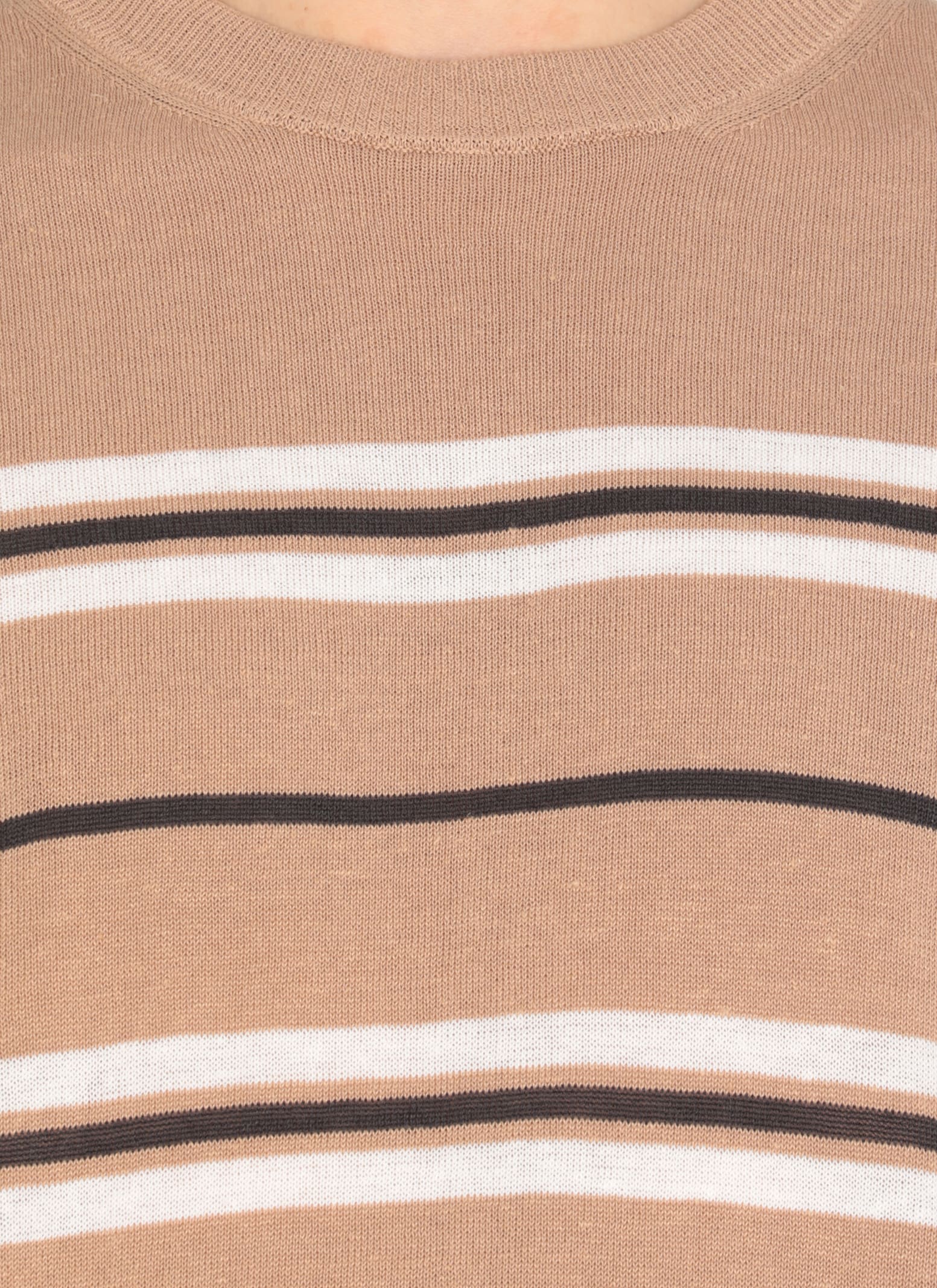 Peserico Striped Pattern Cotton Linen T-shirt