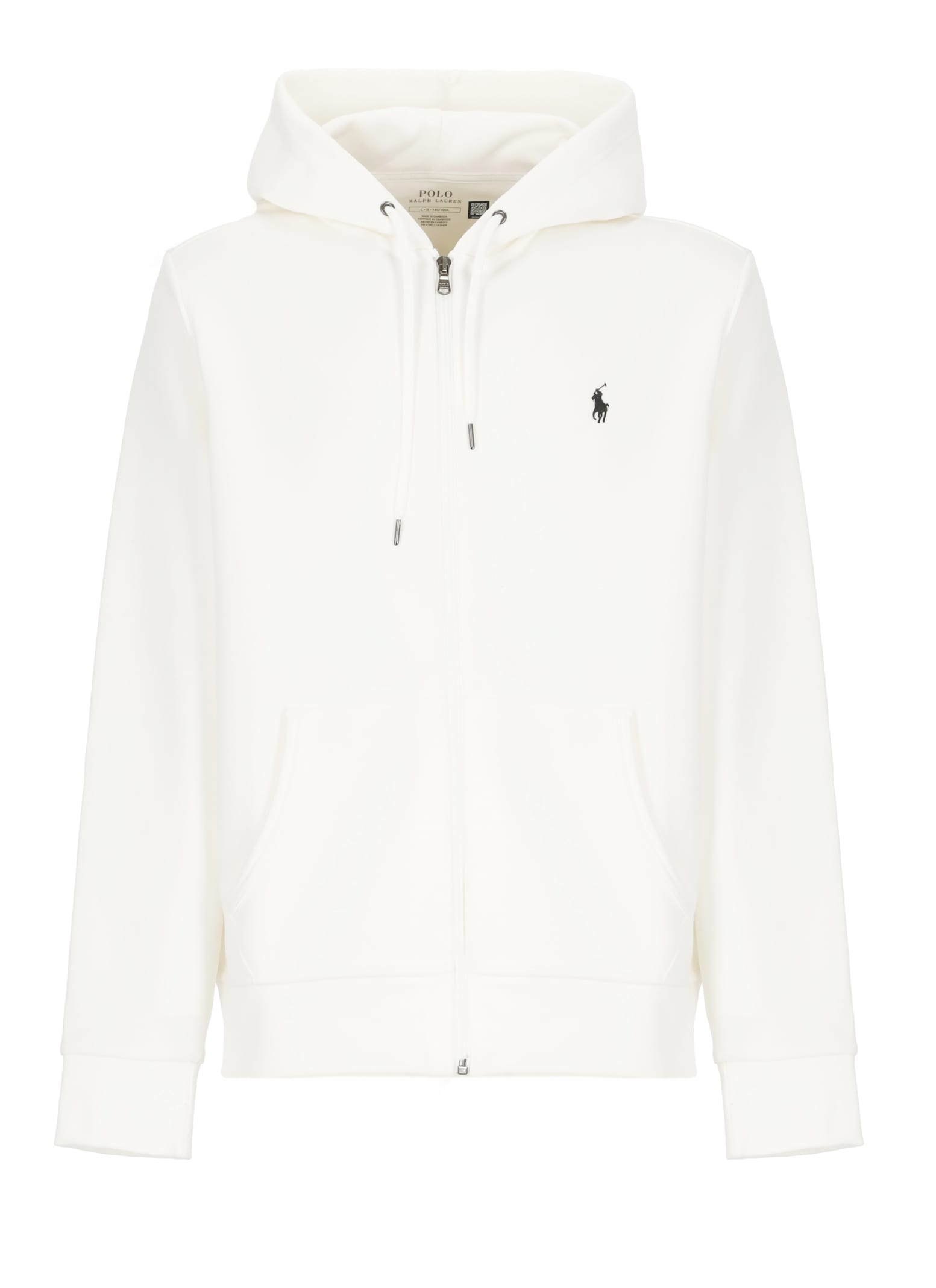 Polo Ralph Lauren White Hoodie With Contrasting Logo Embroidery In Cotton Man