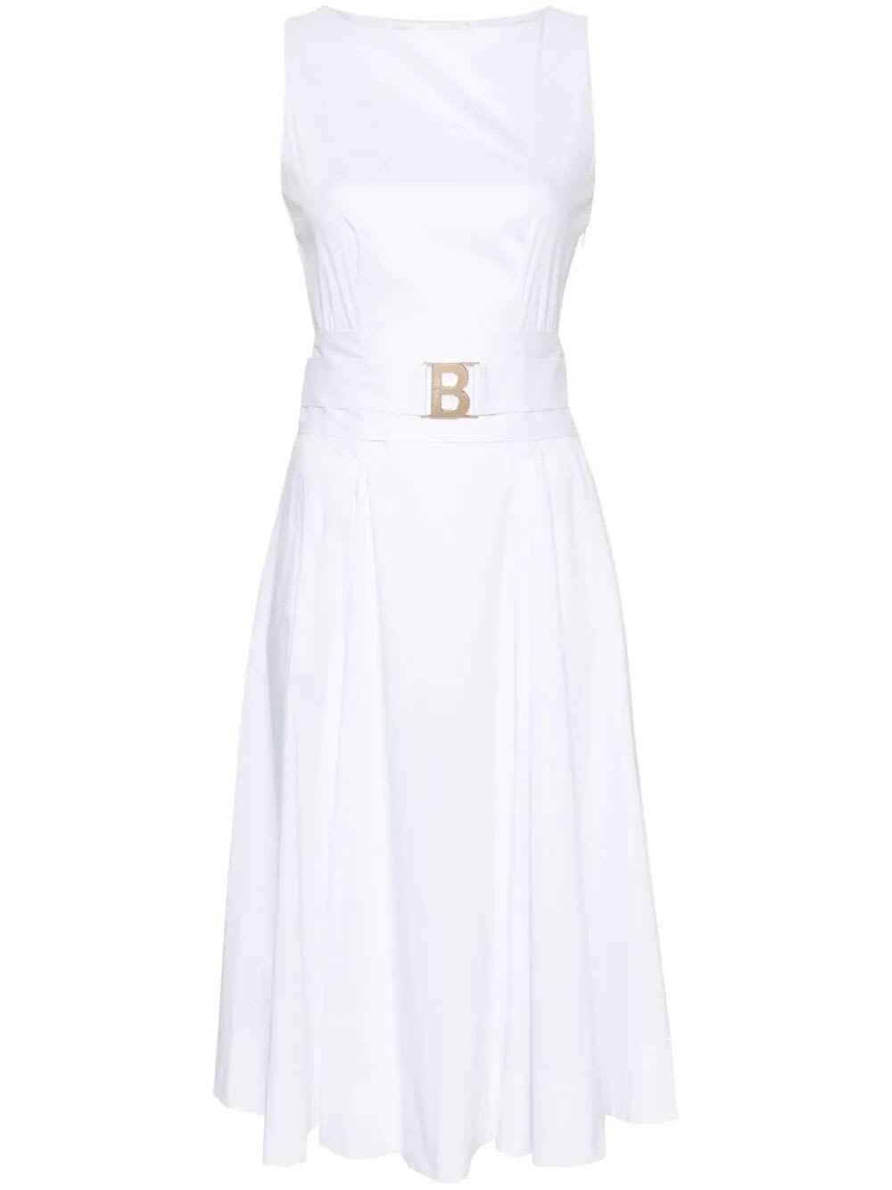 Shop Blugirl Sleeveless Midi Dress In Optic White