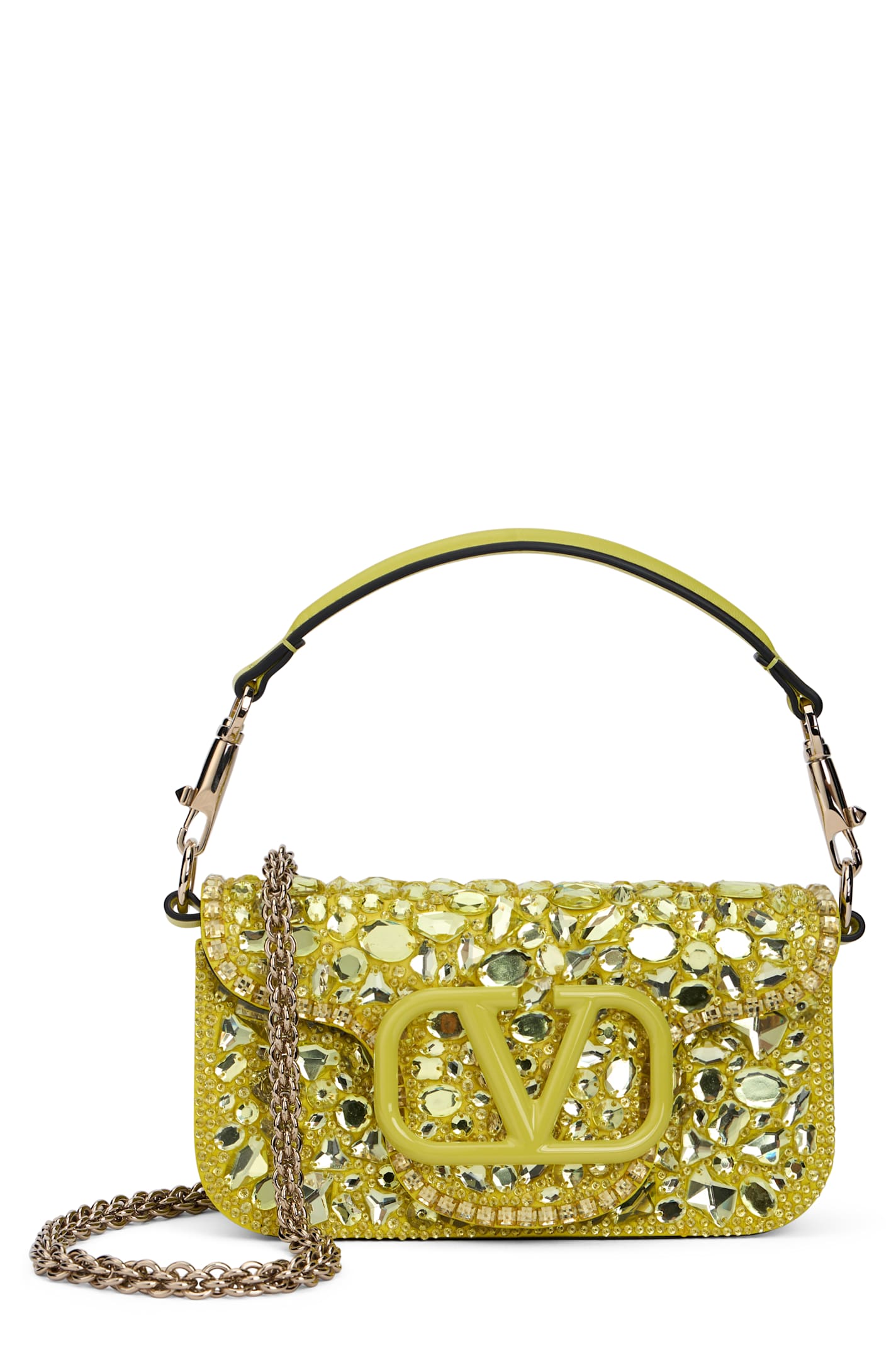 Valentino Crossbody Bag With Jewel Applications In Yellow