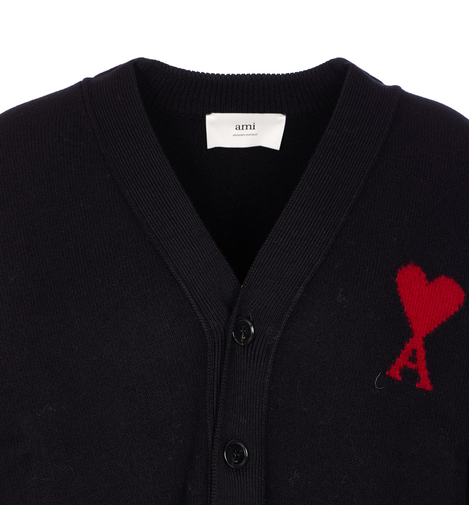 Ami Alexandre Mattiussi Ami Paris Ami Paris De Coeur Wool Cardigan In Black
