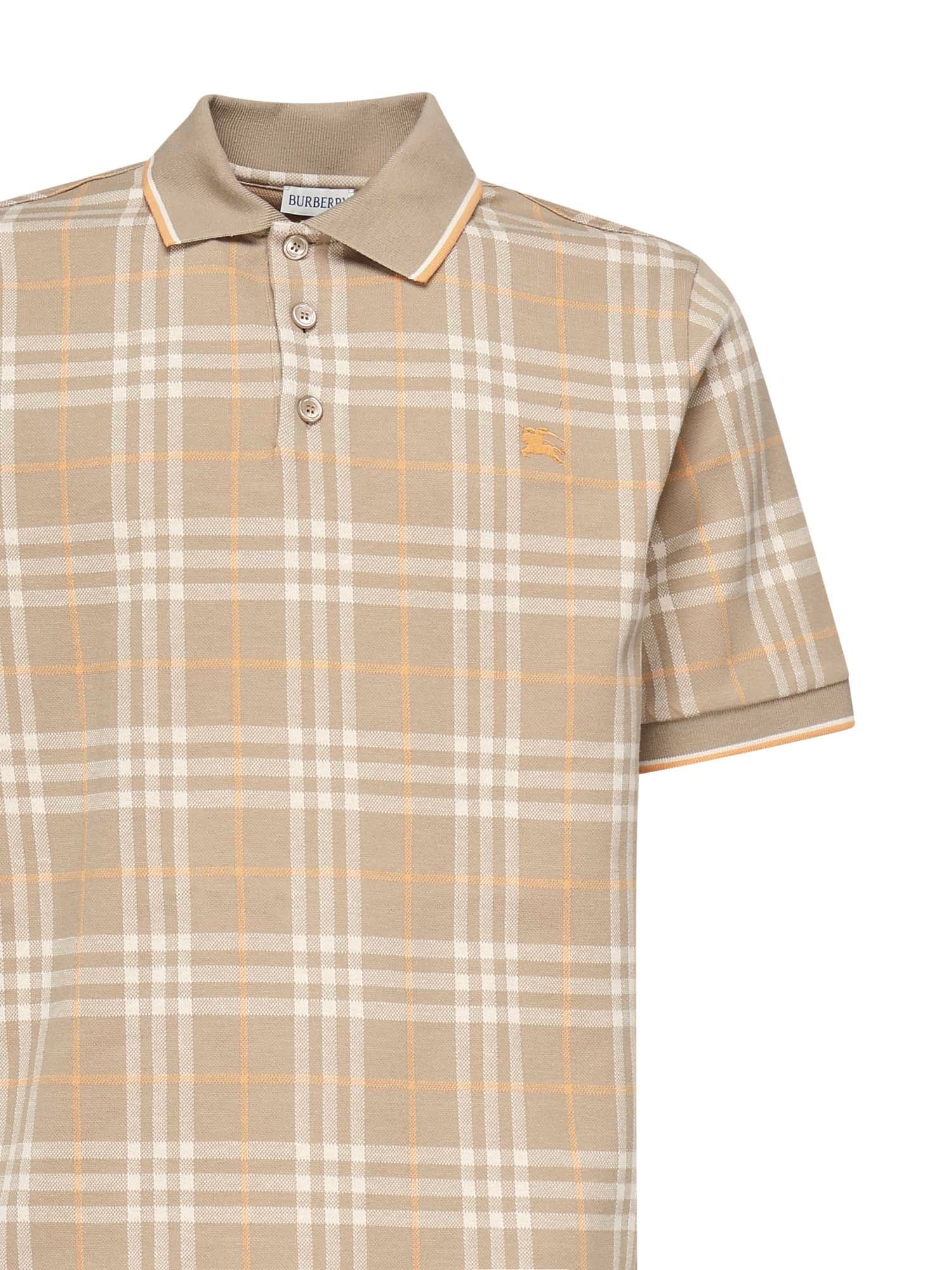 Burberry Check Cotton Polo In Neutral