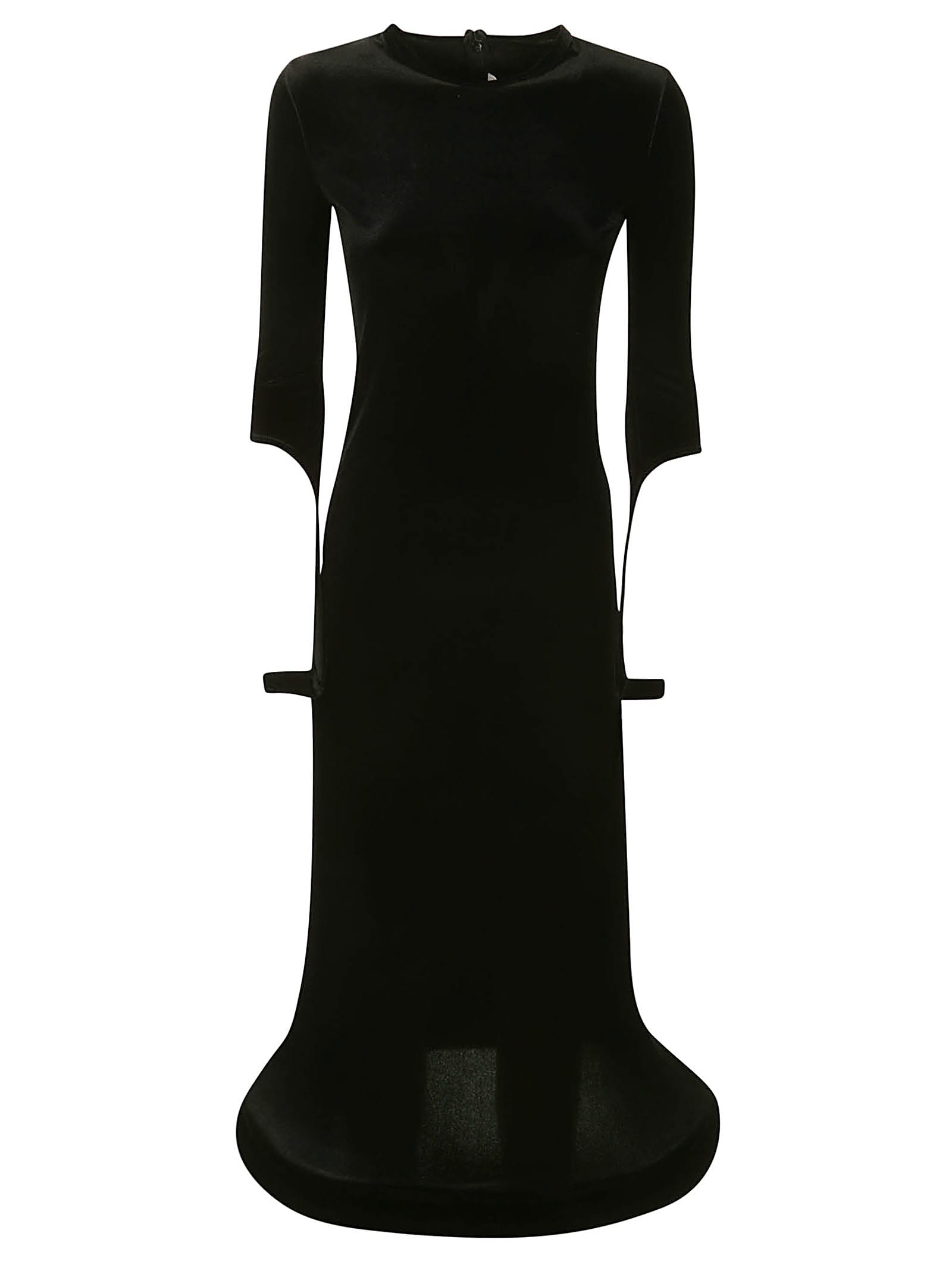 Melitta Baumeister Circle Bottom Dress In Black Stretch Velvet