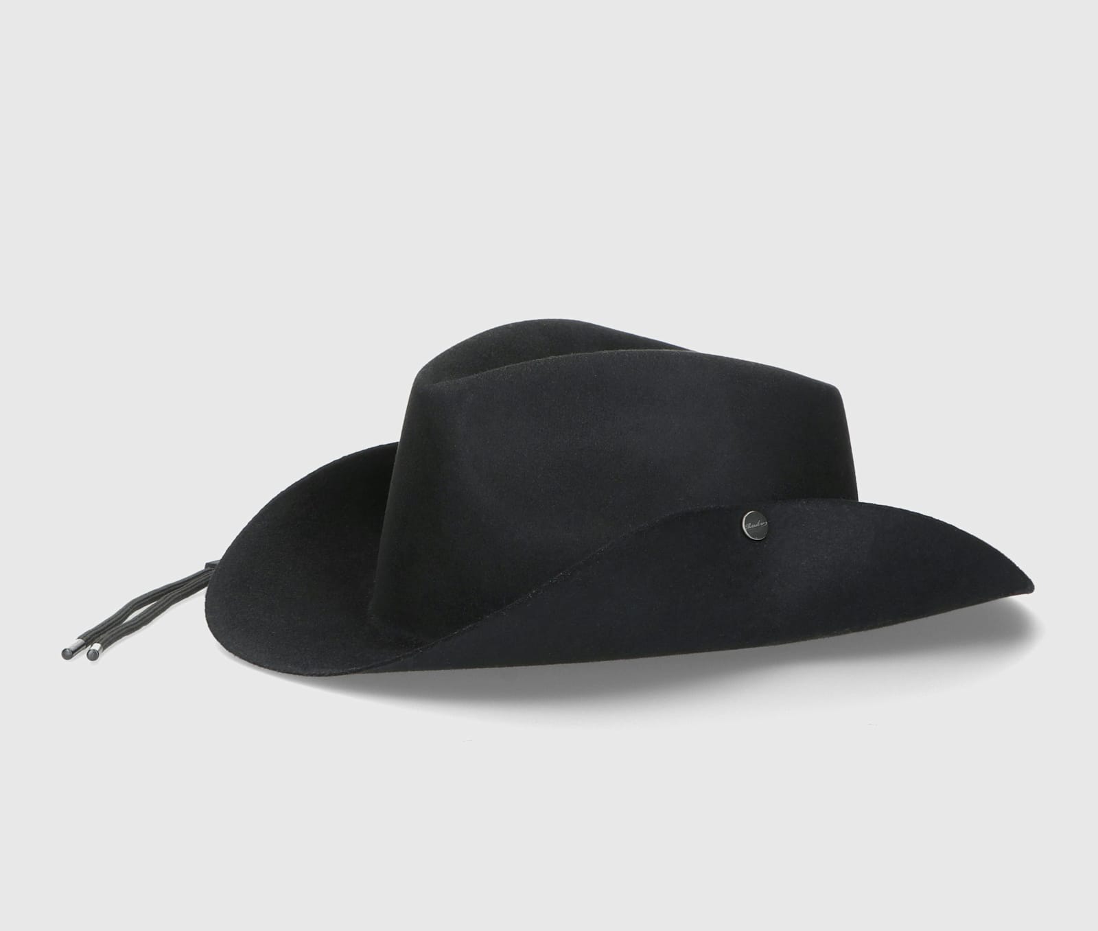 Borsalino Australia Marengo Brushed Felt With Chinstrap In Black, Tone On Tone Hatband