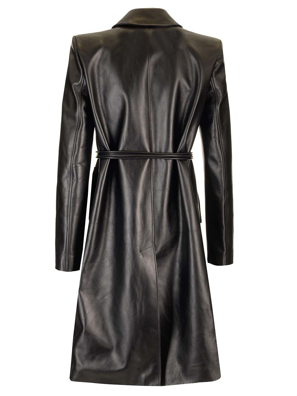 Shop Alexander Mcqueen Leather Raincoat In Black