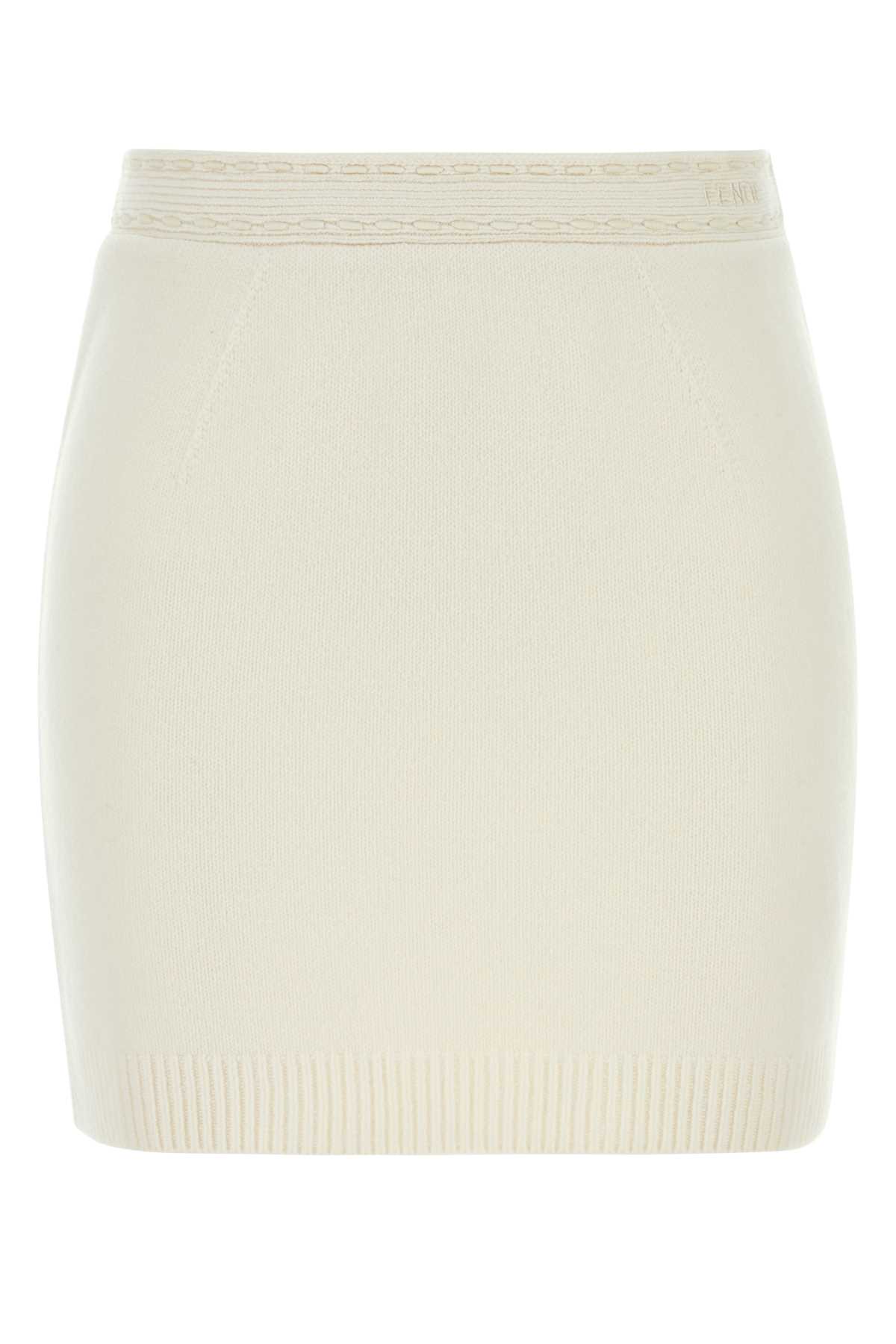 White Cashmere Blend Mini Skirt