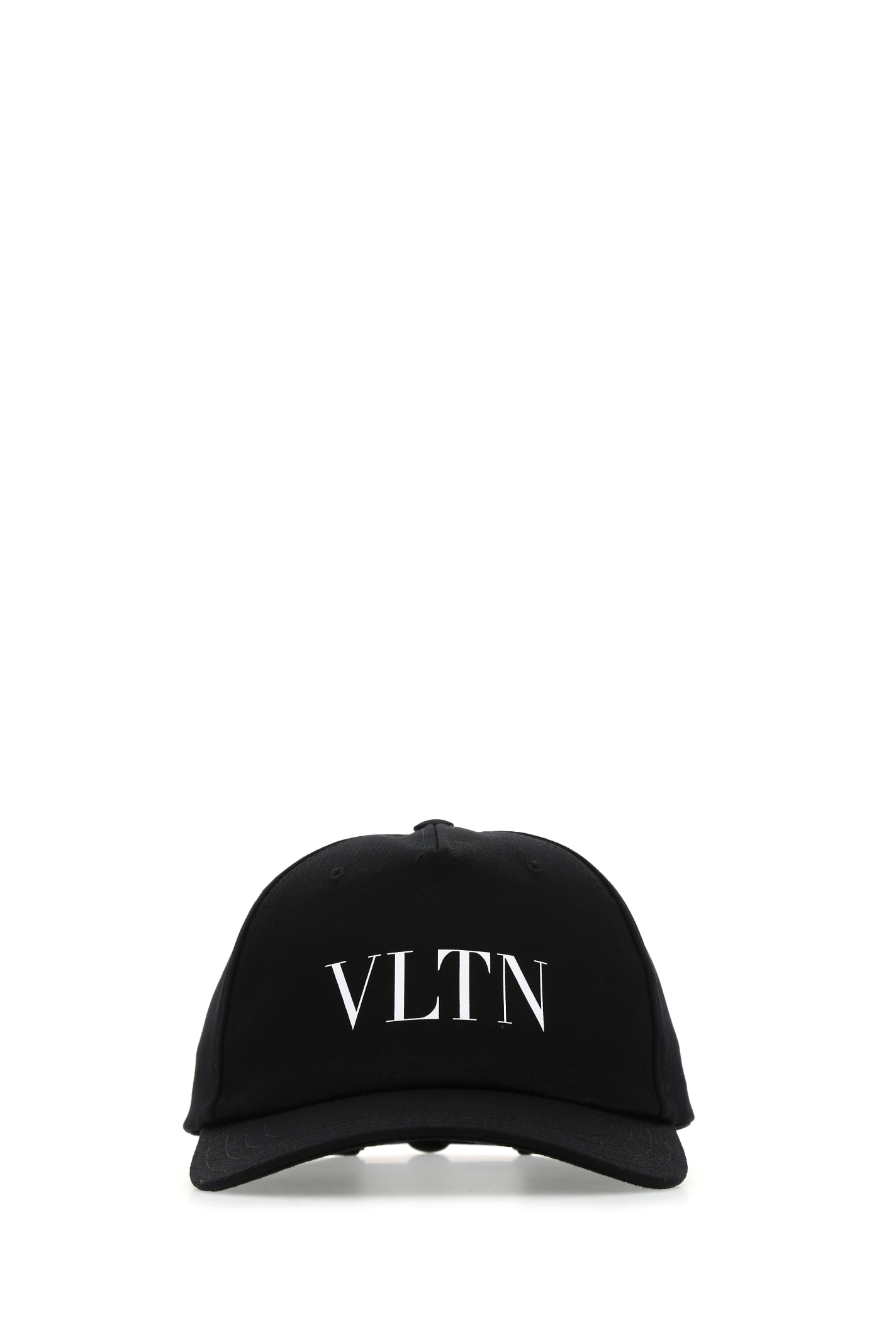 Shop Valentino Black Cotton Baseball Cap In 0ni