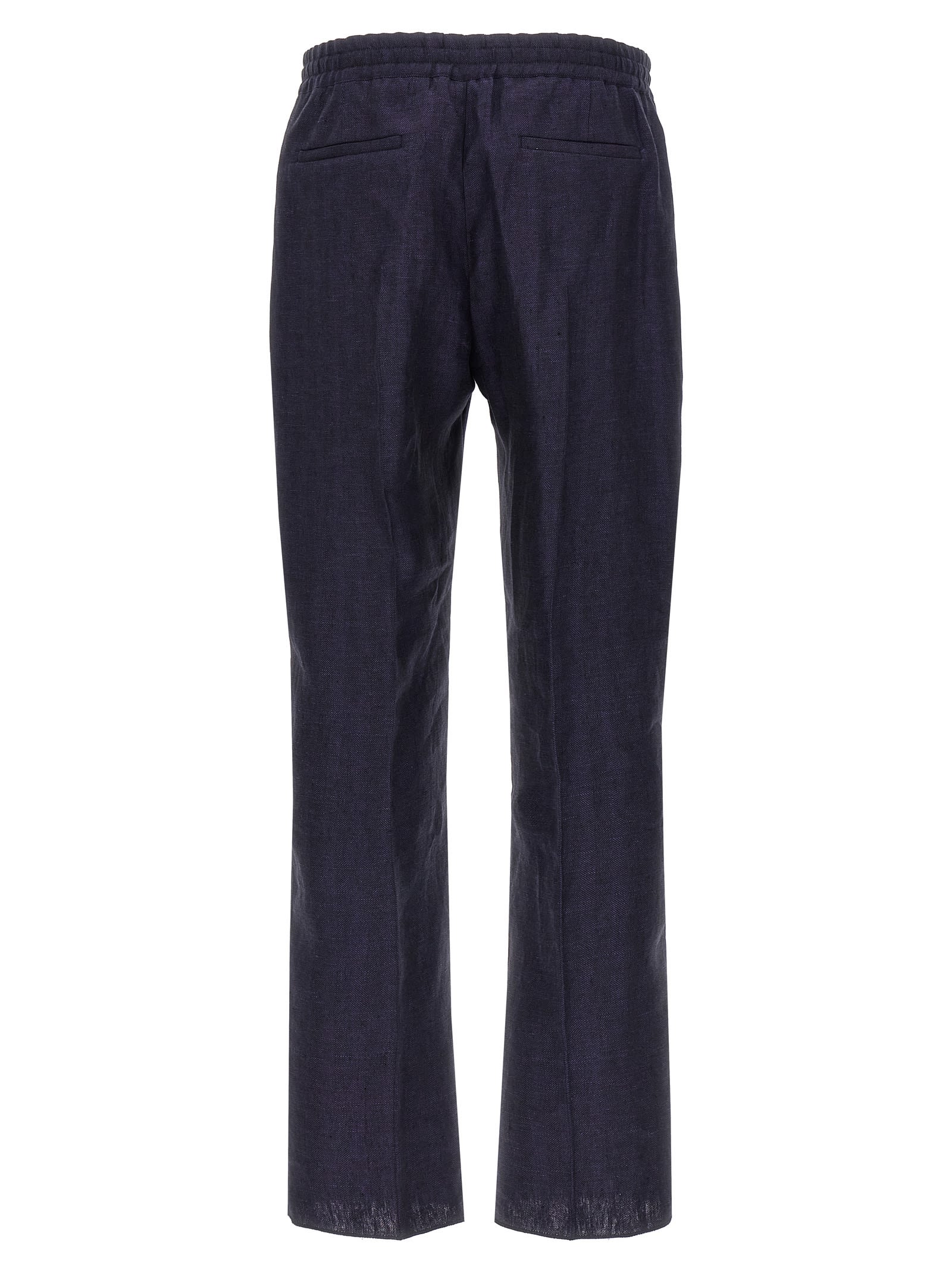 Berluti Straight Leg Wool Blend Pants With Elastic Waistband In Blue