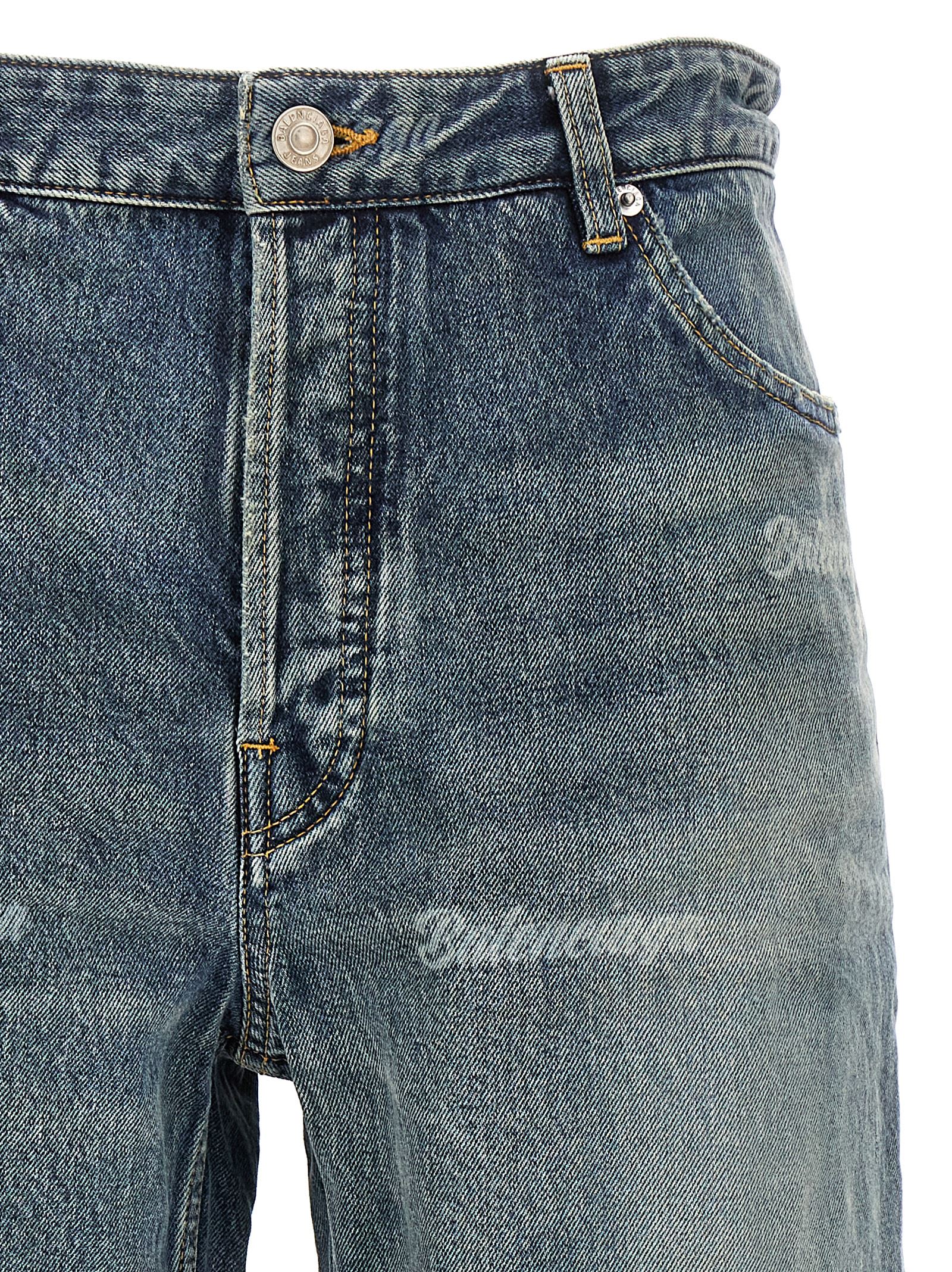 Shop Balenciaga All Over-logo Jeans In Blue